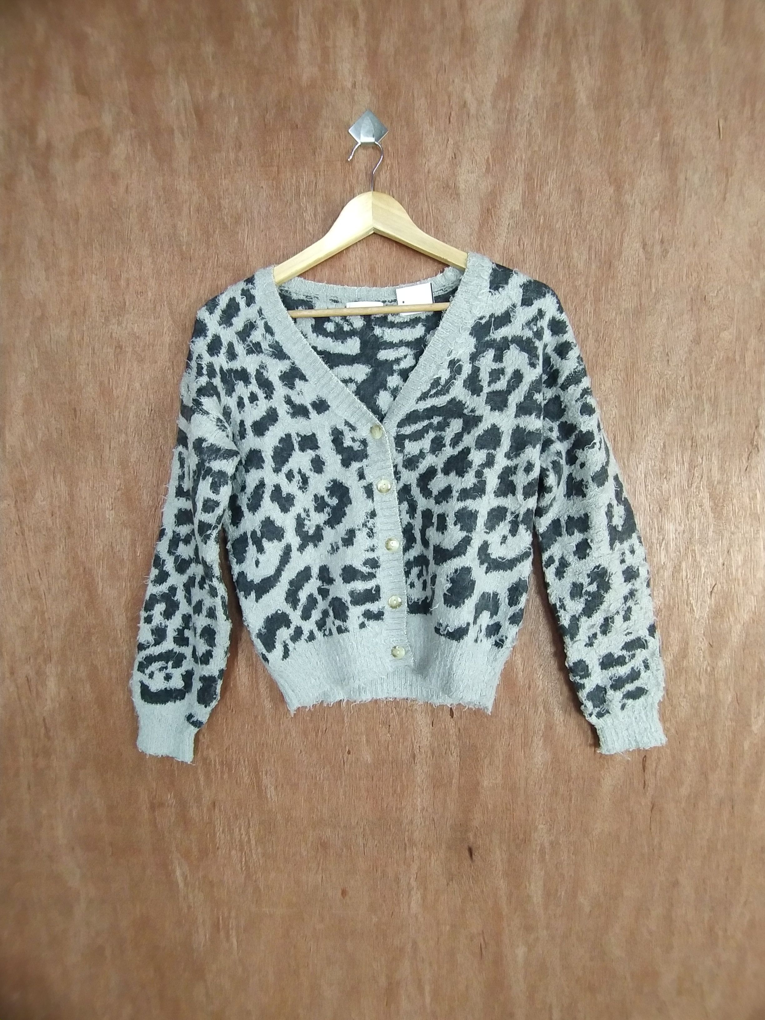 Hypen World Gallery leopard cardigan shaggy knitwear #S028