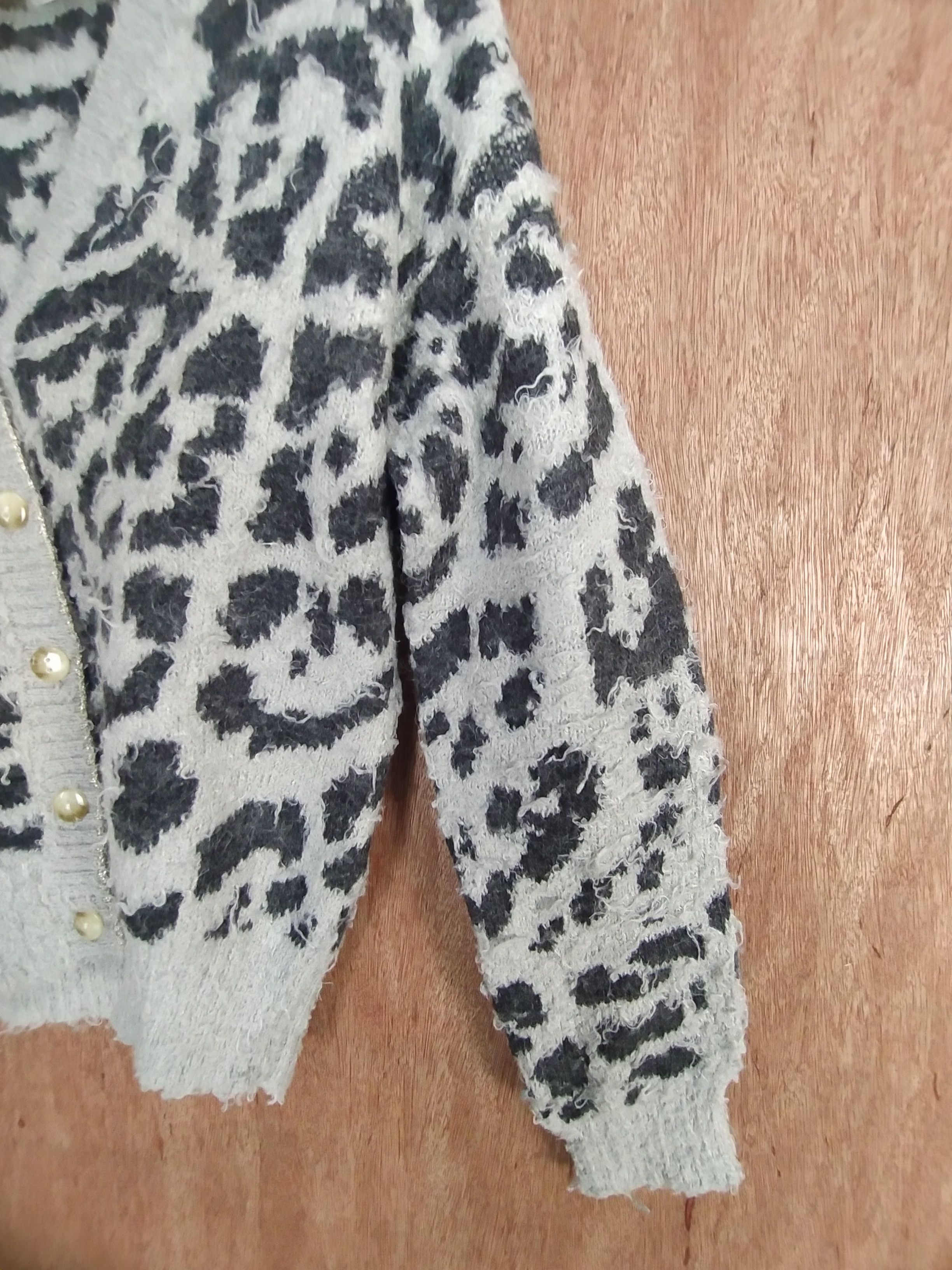 Vintage Hypen World Gallery leopard cardigan shaggy knitwear #S028 Size XS / US 0-2 / IT 36-38 - 8 Thumbnail