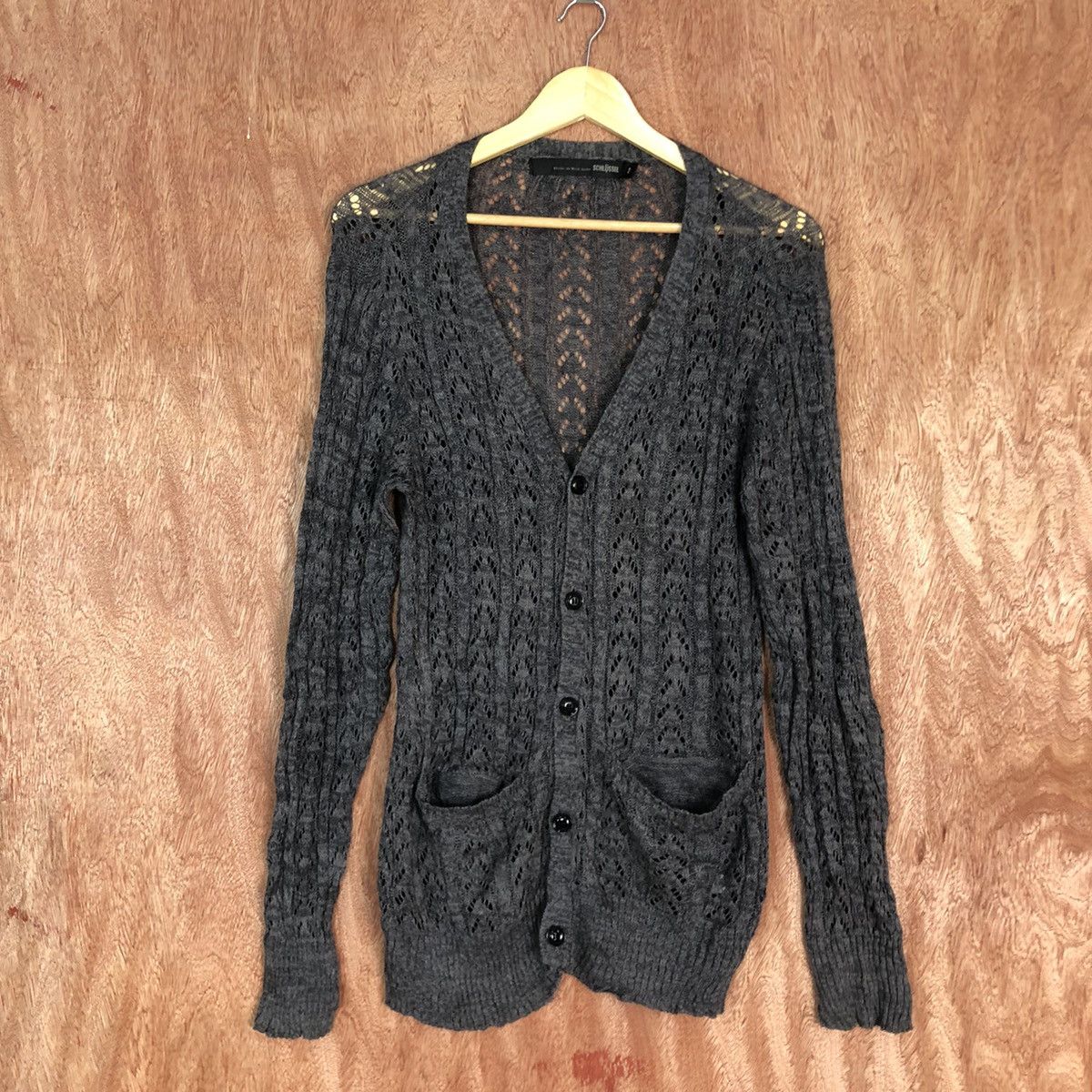 Schlussel Schlussel Black crochet mesh net cardigan Knitwear #6052 Size US M / EU 48-50 / 2 - 3 Thumbnail
