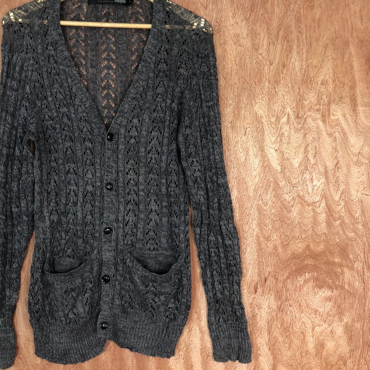 Schlussel Schlussel Black crochet mesh net cardigan Knitwear #6052 Size US M / EU 48-50 / 2 - 5 Thumbnail