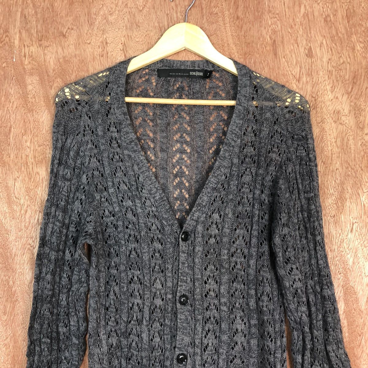 Schlussel Schlussel Black crochet mesh net cardigan Knitwear #6052 Size US M / EU 48-50 / 2 - 2 Thumbnail