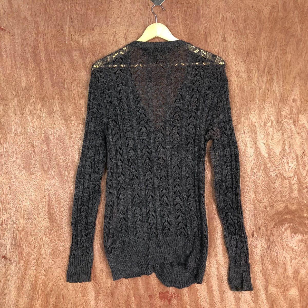 Schlussel Schlussel Black crochet mesh net cardigan Knitwear #6052 Size US M / EU 48-50 / 2 - 10 Thumbnail