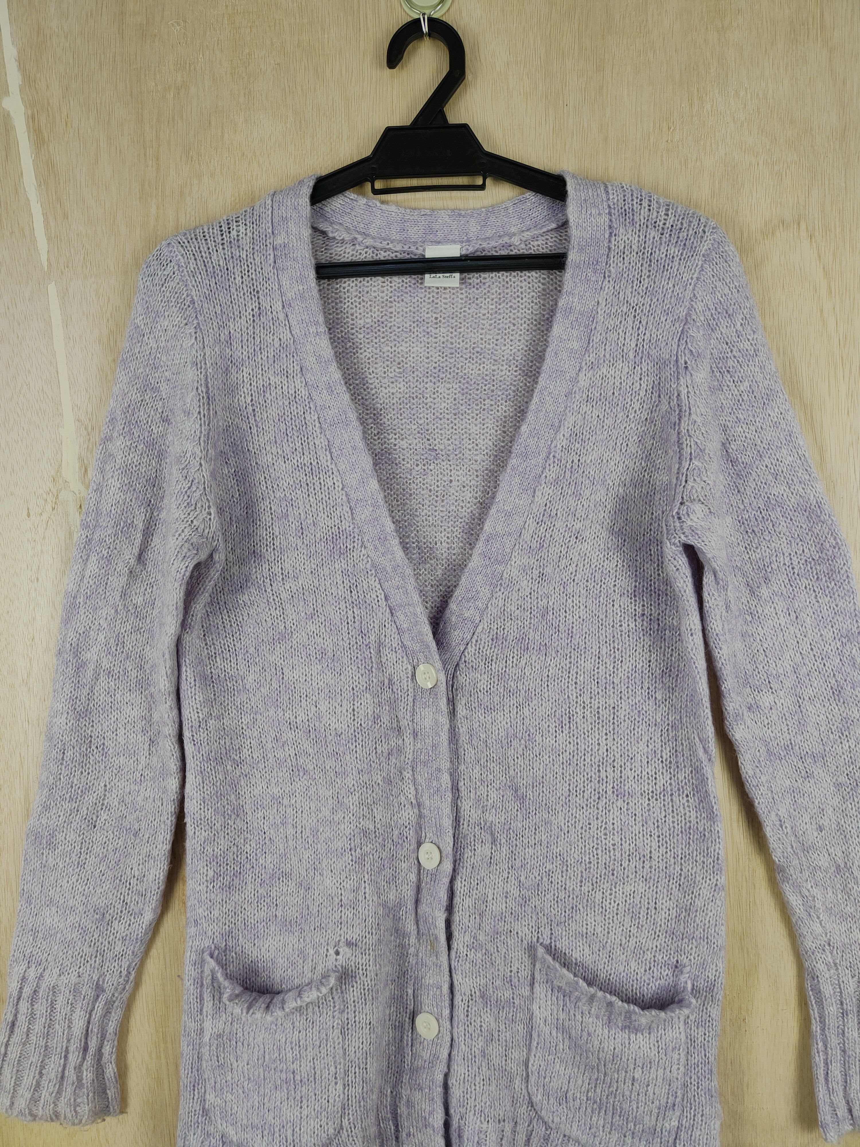 Homespun Knitwear × Japanese Brand Lala Stella Purple knitwear pocket Cardigan #S308 Size L / US 10 / IT 46 - 2 Thumbnail