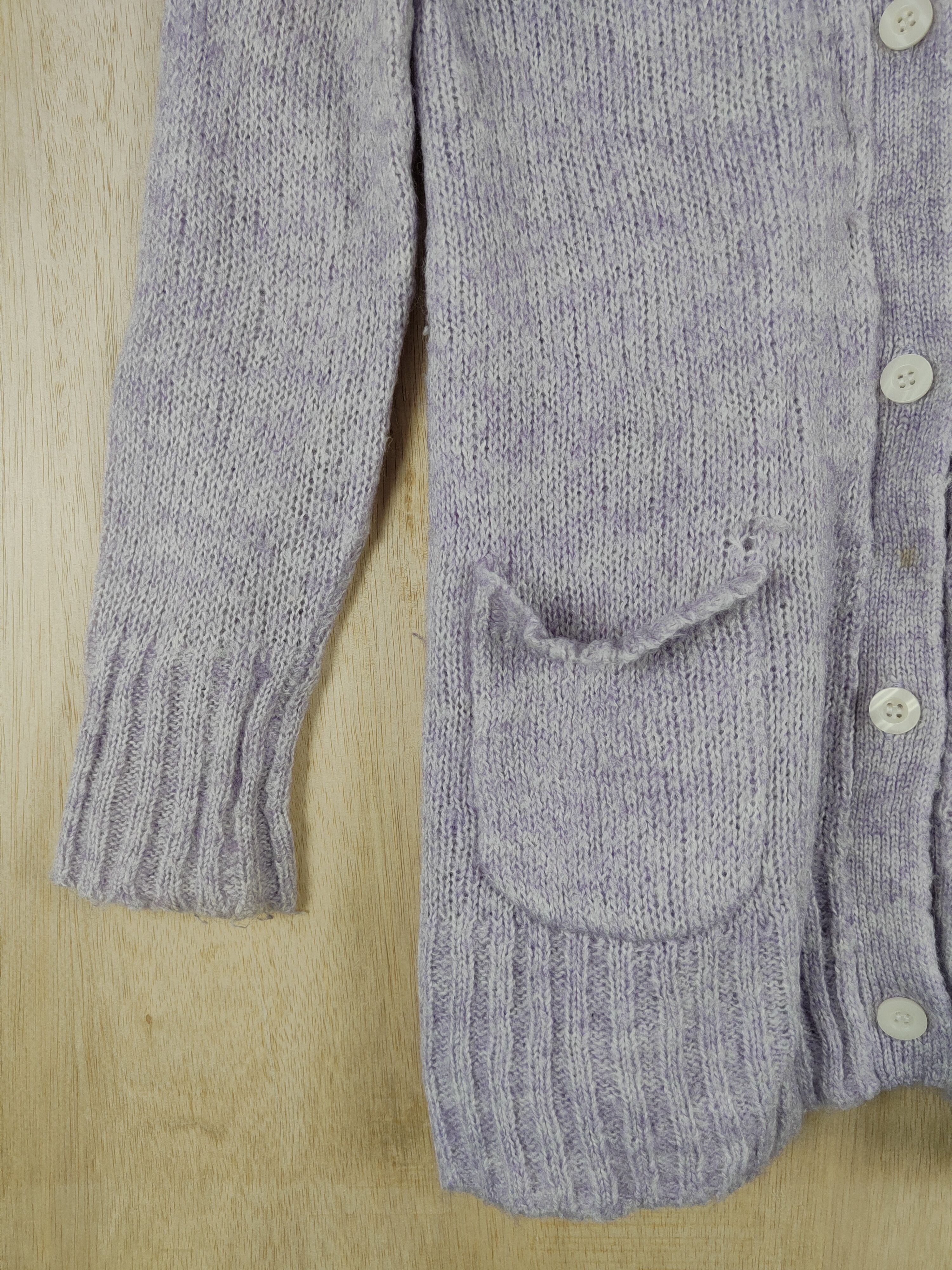 Homespun Knitwear × Japanese Brand Lala Stella Purple knitwear pocket Cardigan #S308 Size L / US 10 / IT 46 - 4 Thumbnail