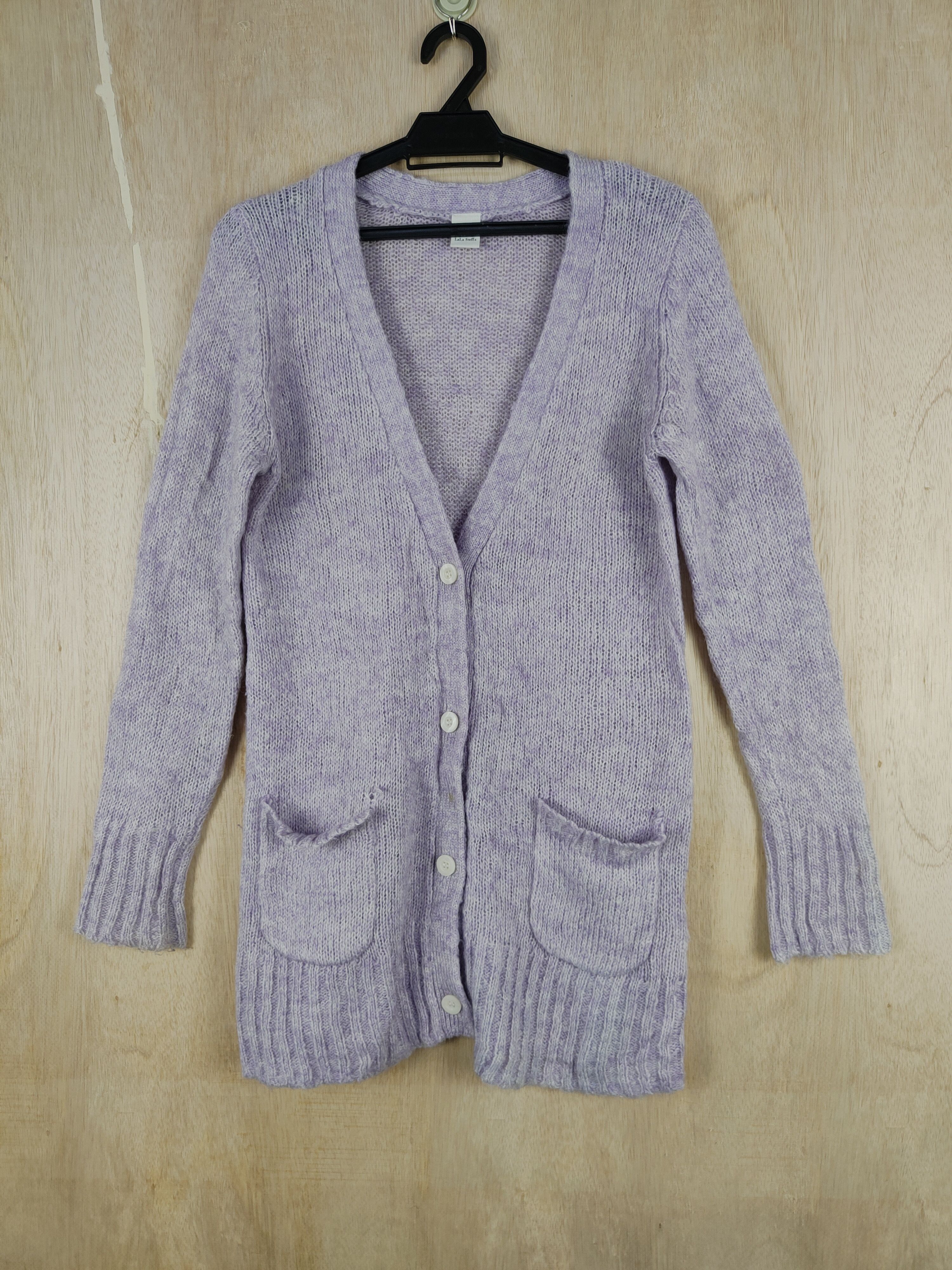 Homespun Knitwear × Japanese Brand Lala Stella Purple knitwear pocket Cardigan #S308 Size L / US 10 / IT 46 - 1 Thumbnail