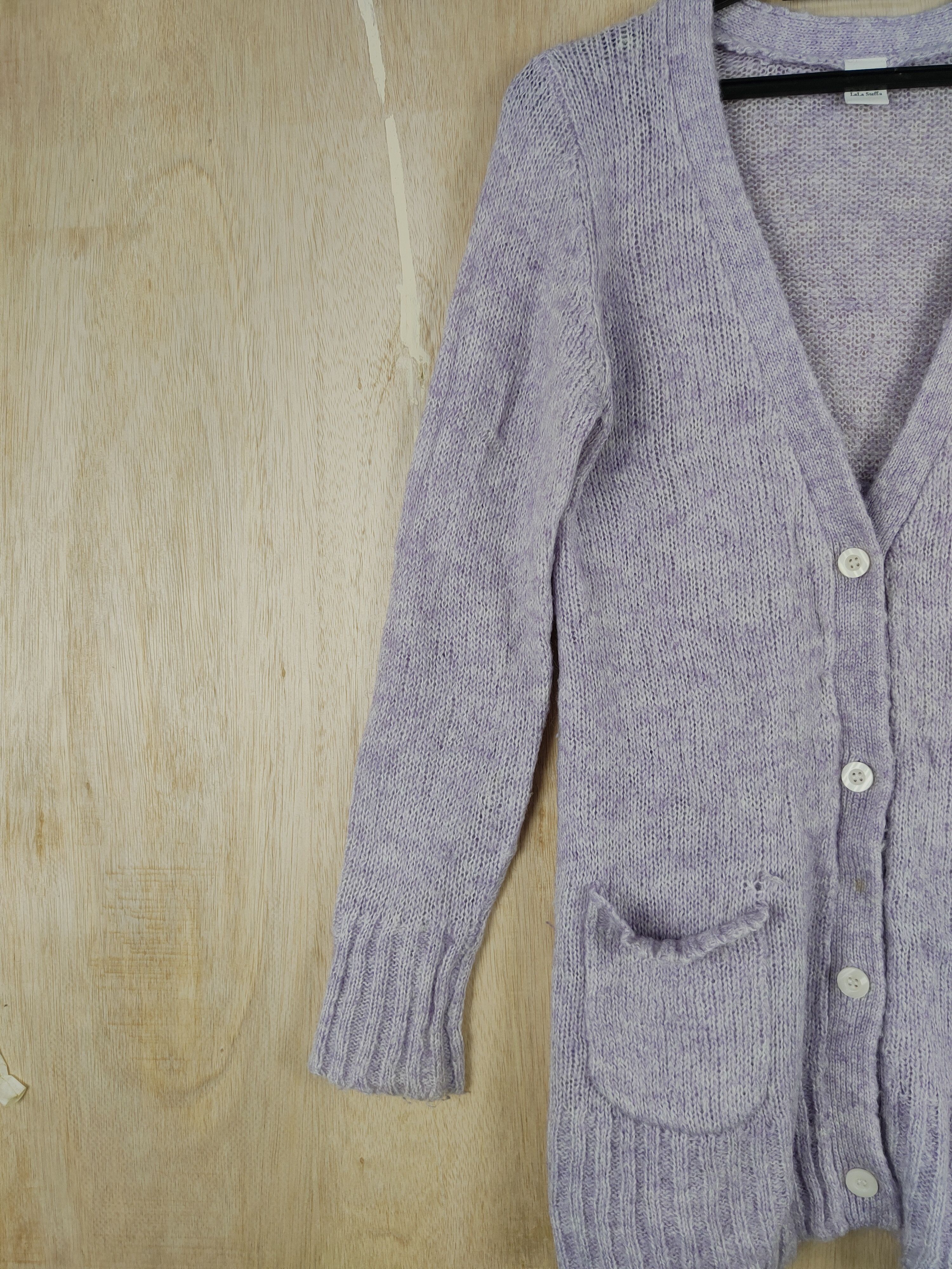 Homespun Knitwear × Japanese Brand Lala Stella Purple knitwear pocket Cardigan #S308 Size L / US 10 / IT 46 - 3 Thumbnail