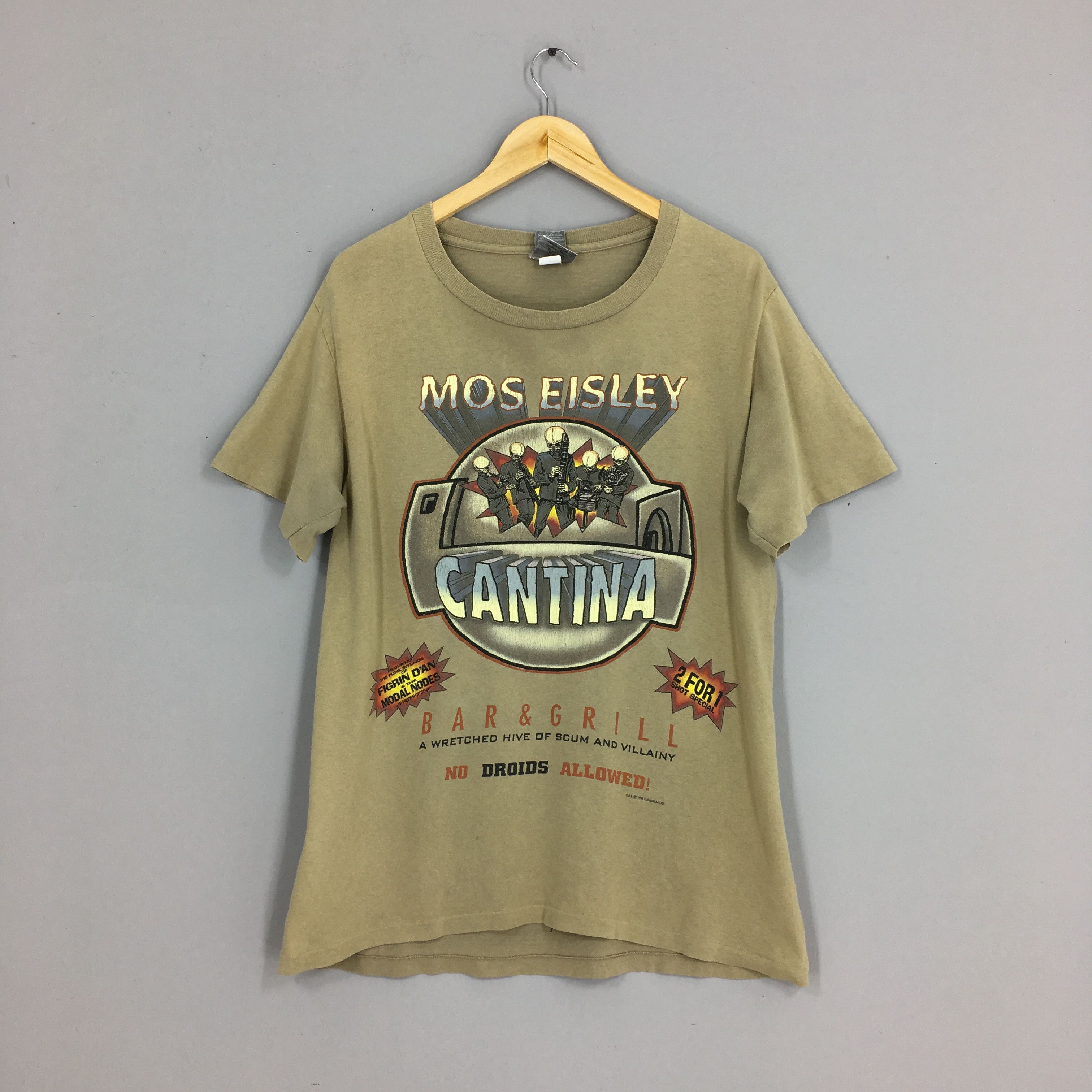 image of Movie x Rock T Shirt Vintage 90's Mos Eisley Cantina Star Wars Tshirt Large in Brown, Men's