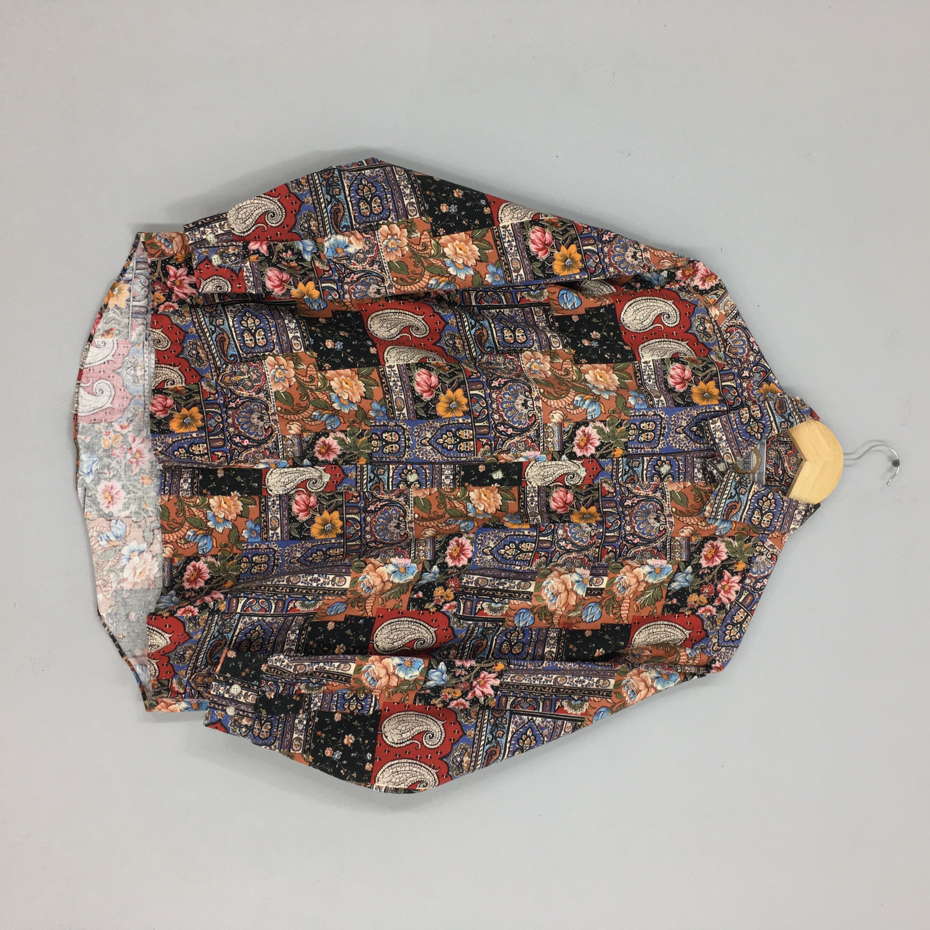 image of Art x Vintage Floral Paisley Multicolor Patchwork Shirt Large, Men's