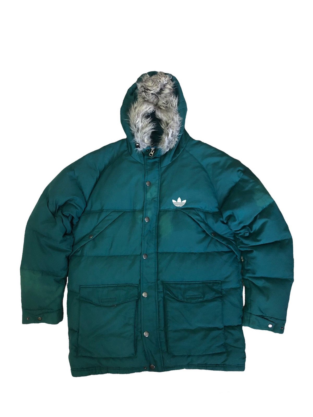 image of VTG 90's Adidas Trefoil Puffer Winter Warm Jackets in Green, Men's (Size 2XL)