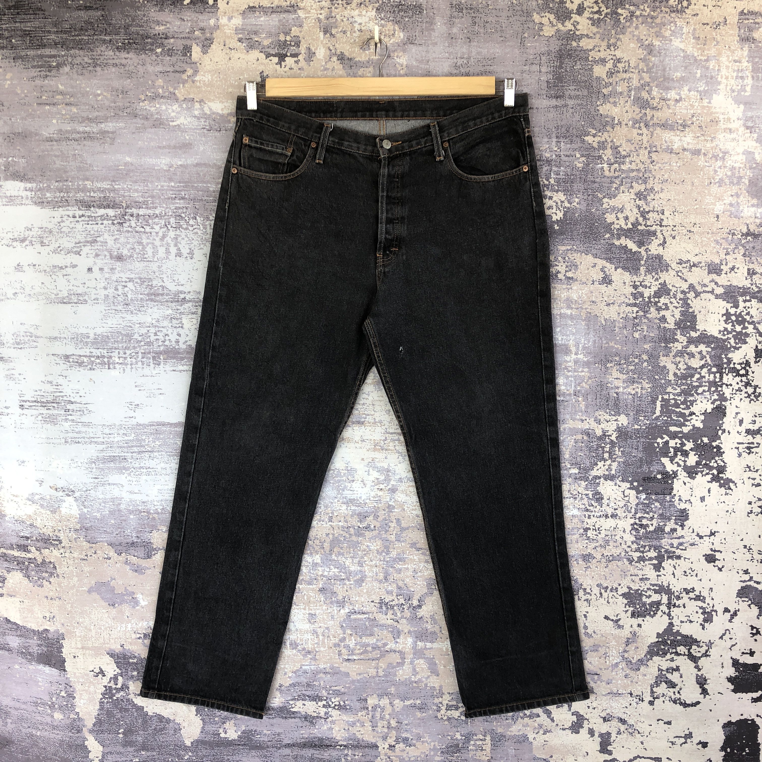 Vintage Levi's 501 Faded Black Jeans Ripped Dark Denim Pants