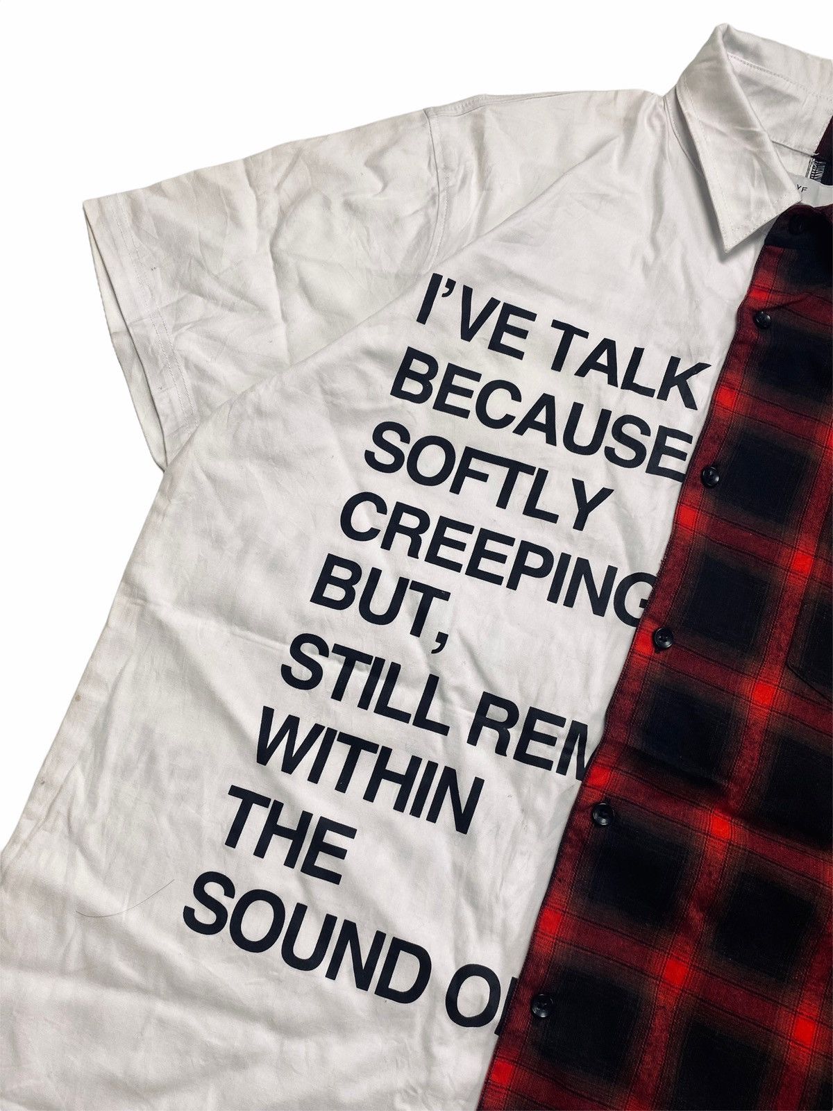Japanese Brand 2000s Rovtski - Hybrid Poem & Checkered Long Button Shirt Size US L / EU 52-54 / 3 - 3 Thumbnail