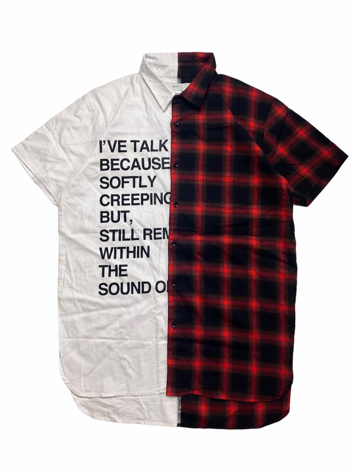 Japanese Brand 2000s Rovtski - Hybrid Poem & Checkered Long Button Shirt Size US L / EU 52-54 / 3 - 1 Thumbnail
