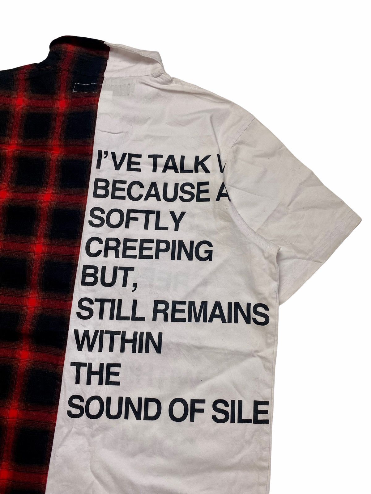 Japanese Brand 2000s Rovtski - Hybrid Poem & Checkered Long Button Shirt Size US L / EU 52-54 / 3 - 4 Thumbnail