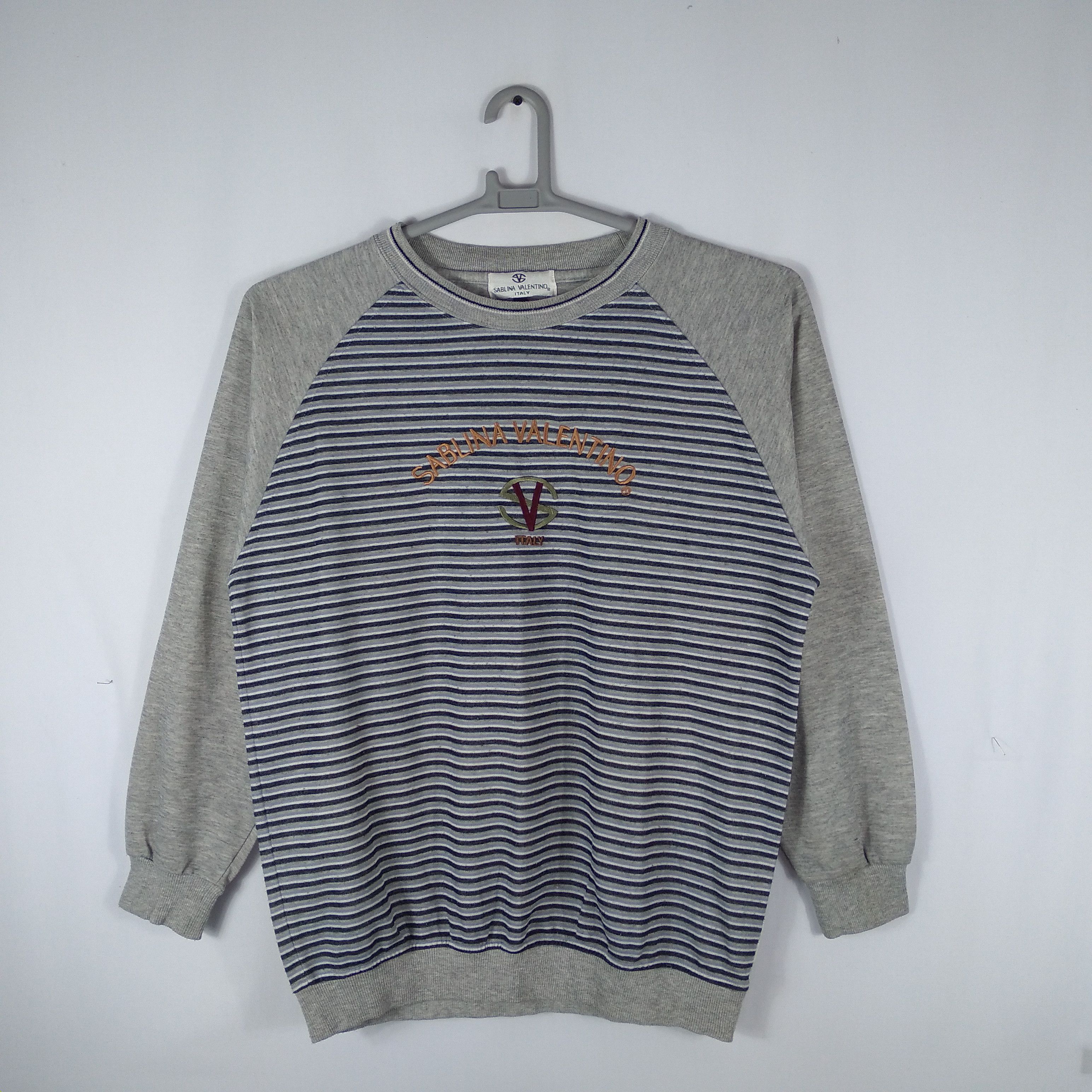 Designer × Vintage Sablina Valentino Embroidery Spellout Stripes Sweatshirts Size US M / EU 48-50 / 2 - 1 Thumbnail