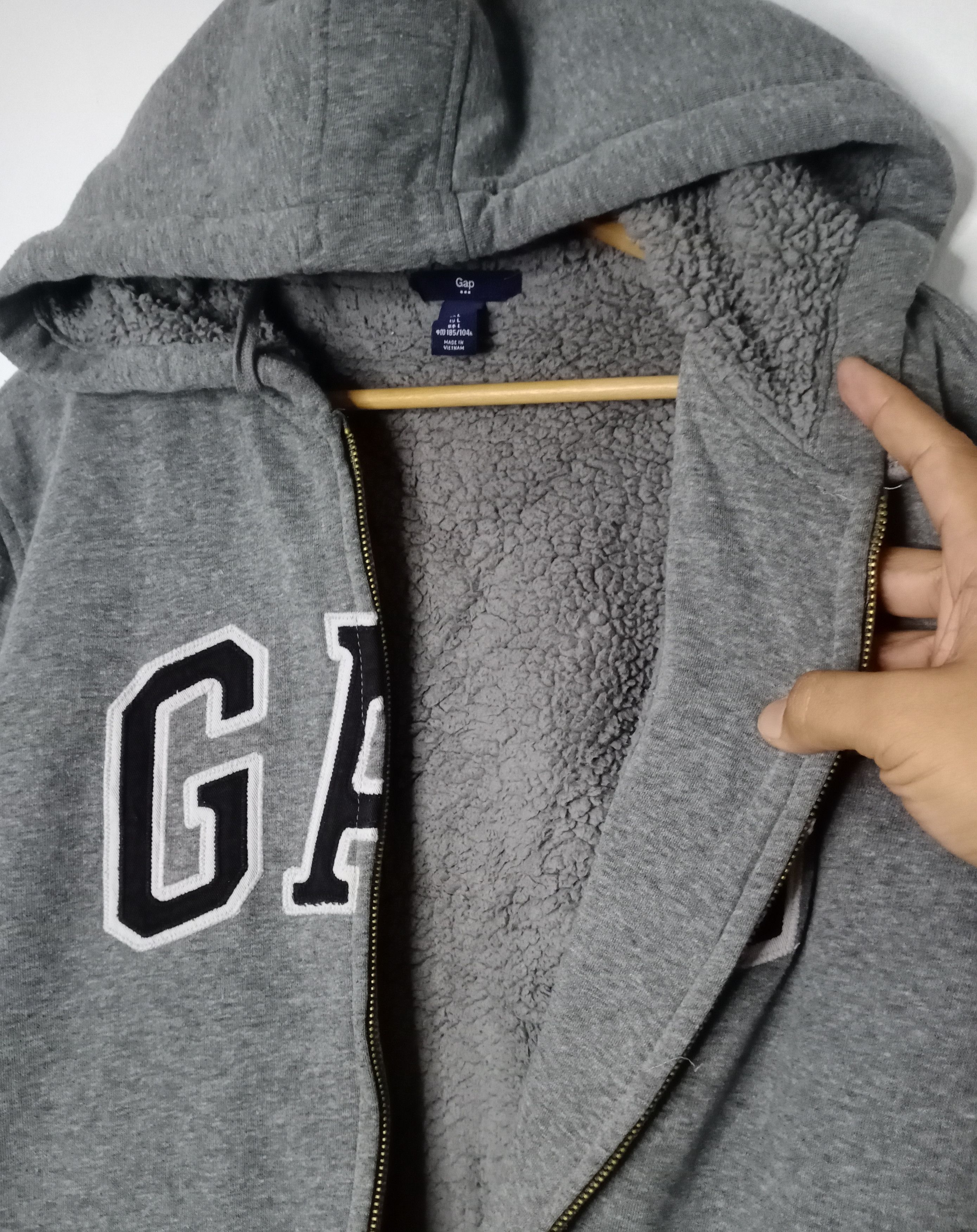 Gap Gap SpellOut Big Logo Sherpa Zipper Hoodie Size US L / EU 52-54 / 3 - 3 Thumbnail