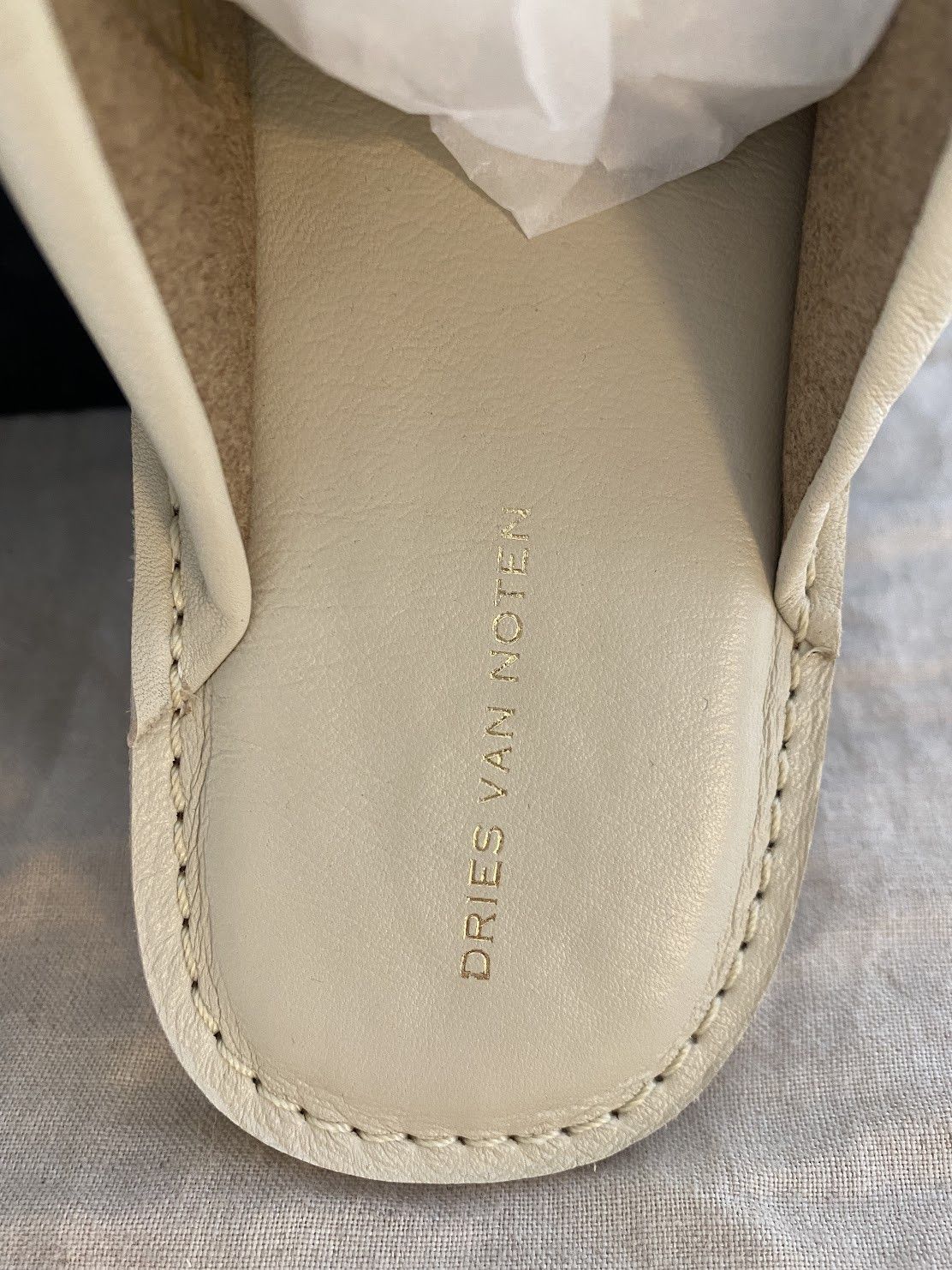 Dries Van Noten Dries Van Noten Leather Slides Ivory White FLAT MULES Size US 10 / EU 43 - 4 Thumbnail