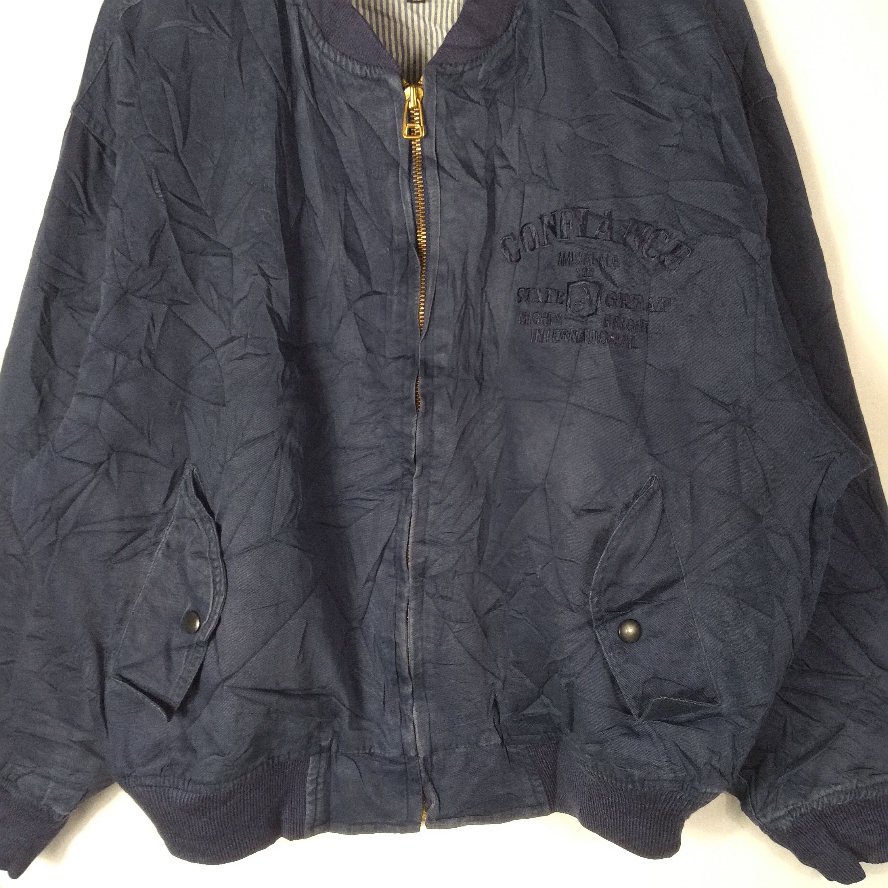 Japanese Brand × Vintage Vintage Japanese Embroidery Zipper Varsity Jacket Size US L / EU 52-54 / 3 - 4 Thumbnail