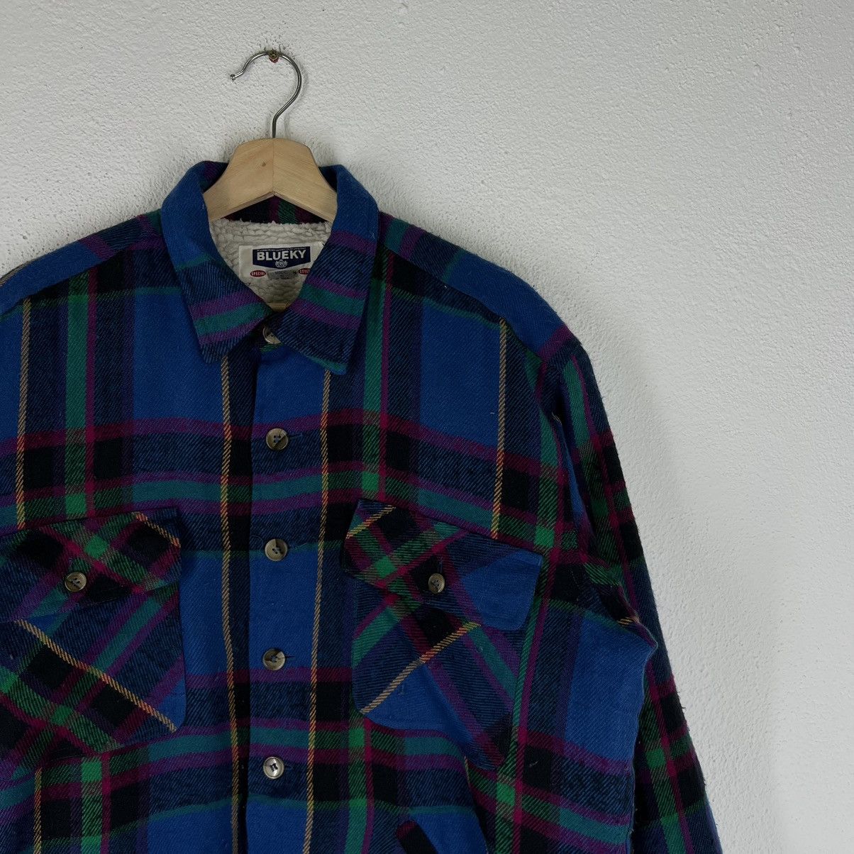 Japanese Brand VINTAGE FLANNEL WOOL JACKET RARE COLOUR BLUEKY JAPAN MADE Size US M / EU 48-50 / 2 - 5 Thumbnail