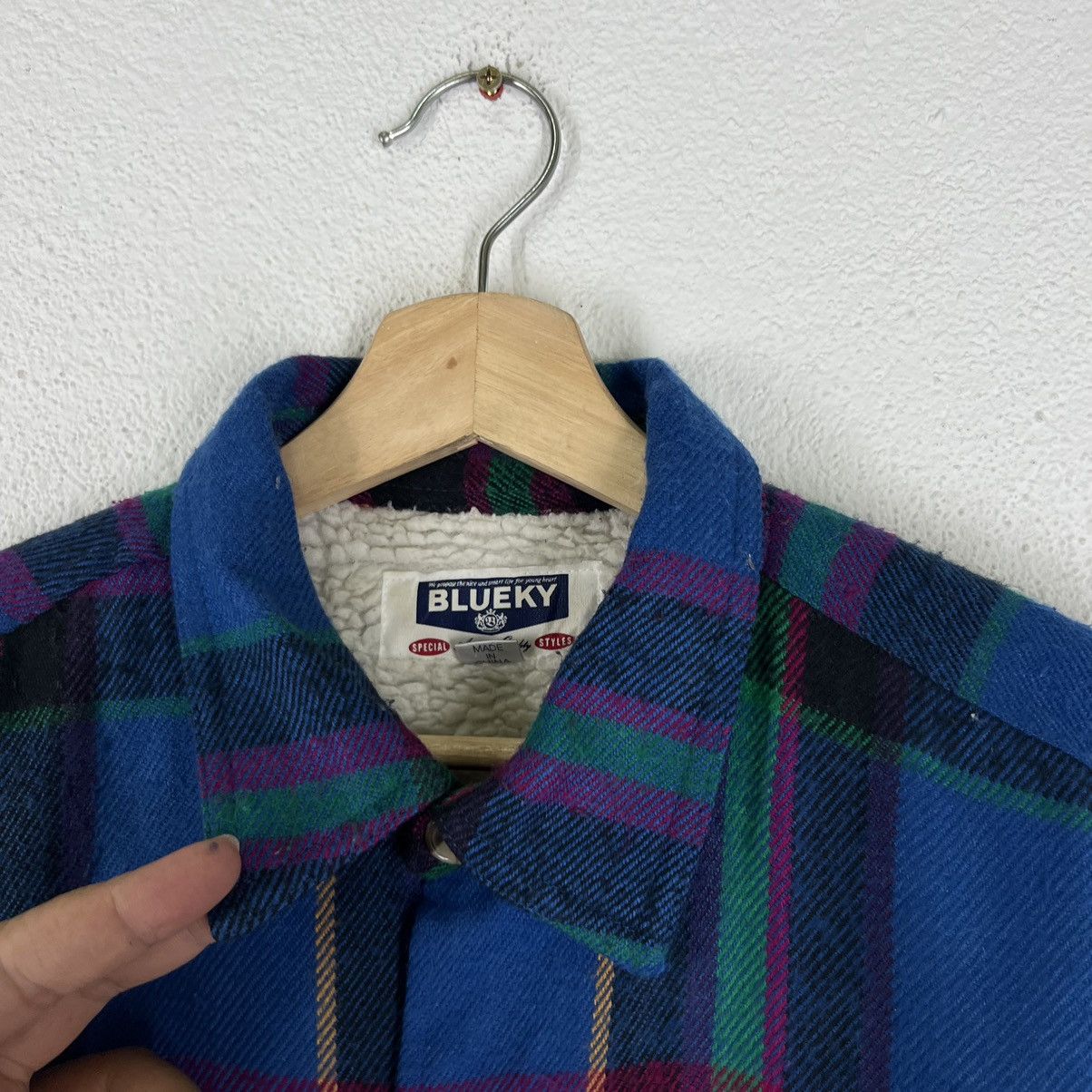 Japanese Brand VINTAGE FLANNEL WOOL JACKET RARE COLOUR BLUEKY JAPAN MADE Size US M / EU 48-50 / 2 - 7 Thumbnail