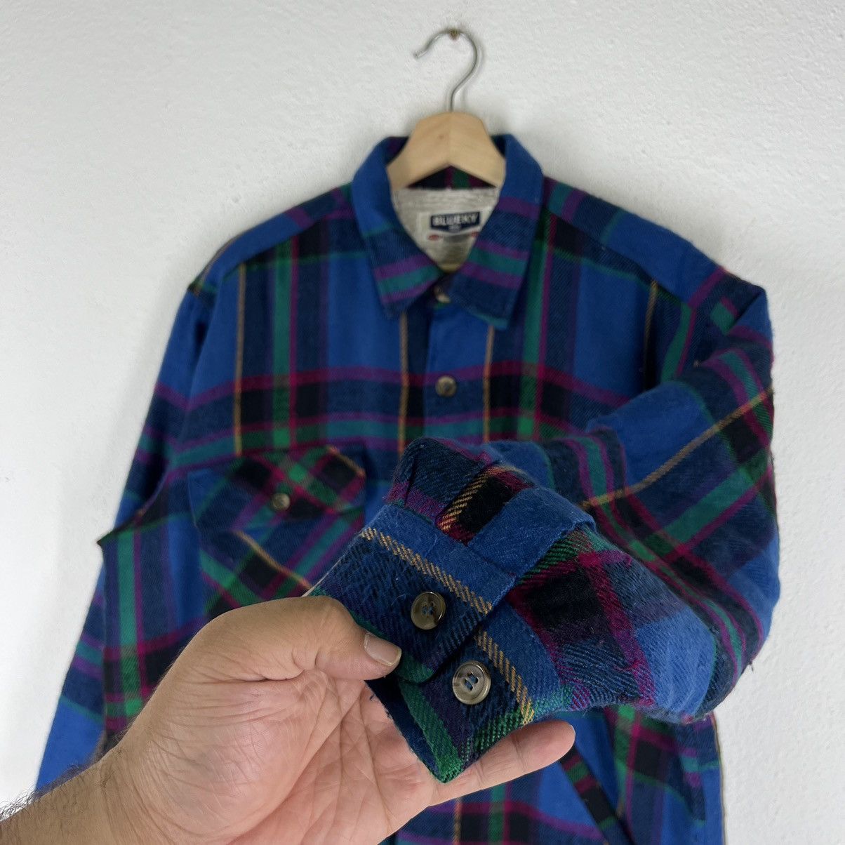 Japanese Brand VINTAGE FLANNEL WOOL JACKET RARE COLOUR BLUEKY JAPAN MADE Size US M / EU 48-50 / 2 - 6 Thumbnail