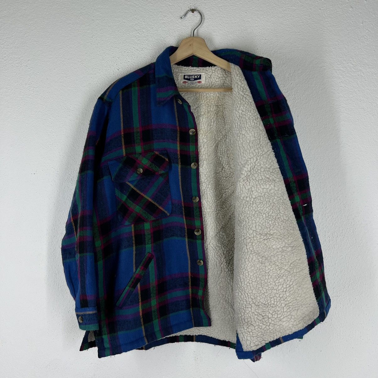 Japanese Brand VINTAGE FLANNEL WOOL JACKET RARE COLOUR BLUEKY JAPAN MADE Size US M / EU 48-50 / 2 - 9 Thumbnail