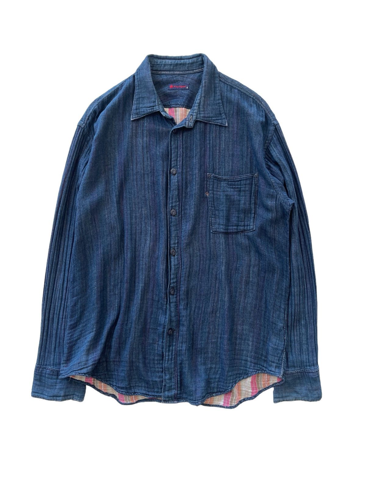 image of 45Rpm Indigo Button Up Shirts, Men's (Size Medium)