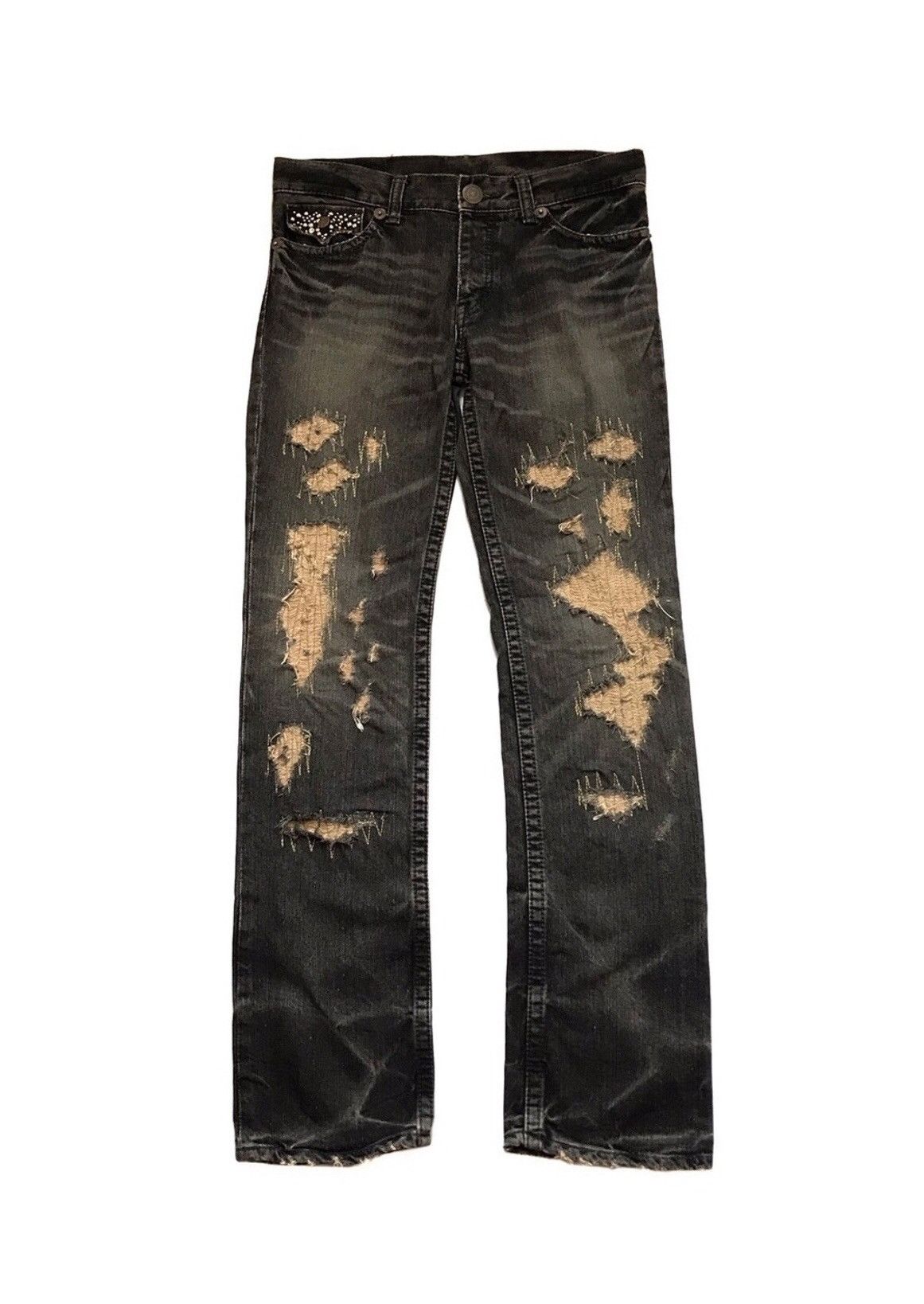 Japanese Brand IRISH PATCHWORK EMBROIDERY FLARE JEANS Size US 30 / EU 46 - 1 Thumbnail