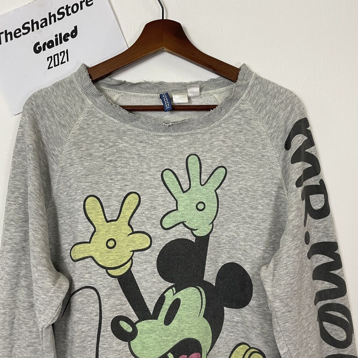 Disney Vintage Mickey Mouse Miror Print Thrashed Sweatshirt Size US M / EU 48-50 / 2 - 3 Thumbnail