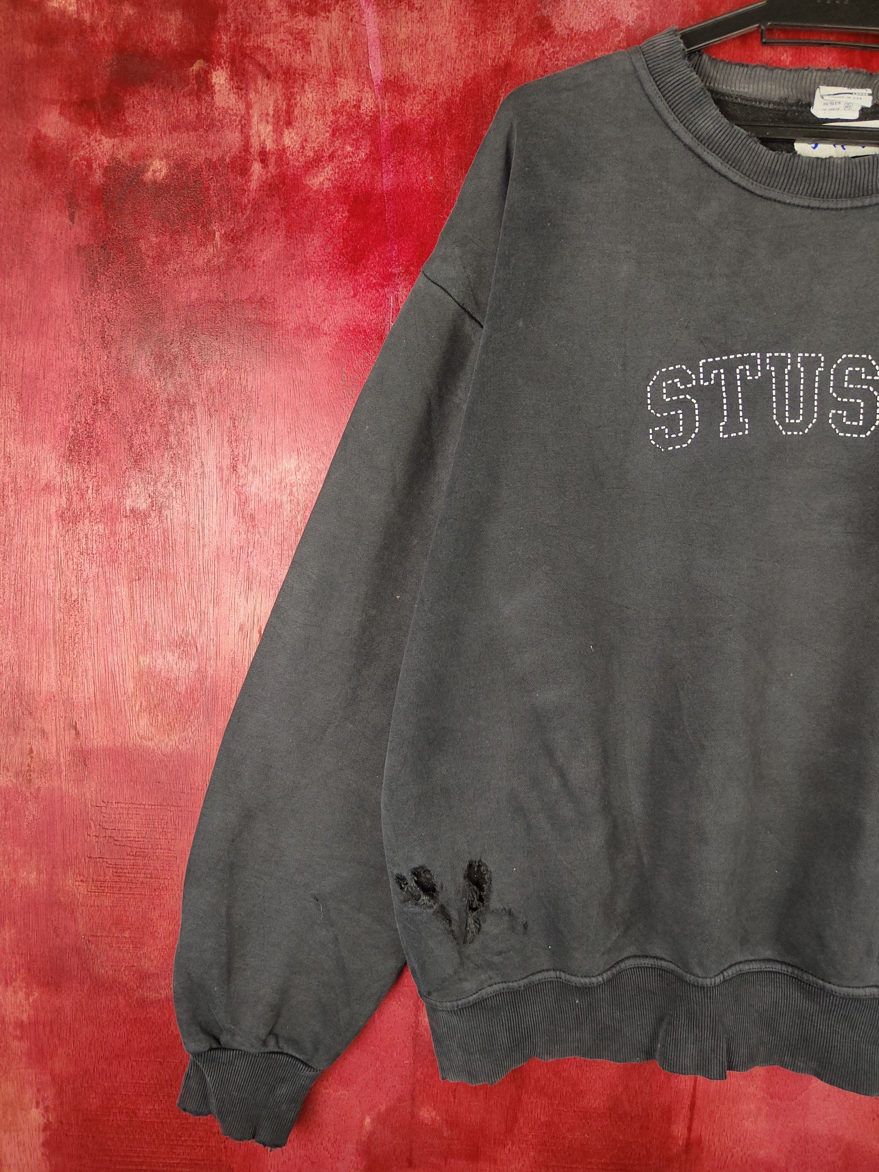 Stussy Stussy - 21 Faded Dark Blue distressed Sweatshirt #5414 DLAL Size US L / EU 52-54 / 3 - 4 Thumbnail