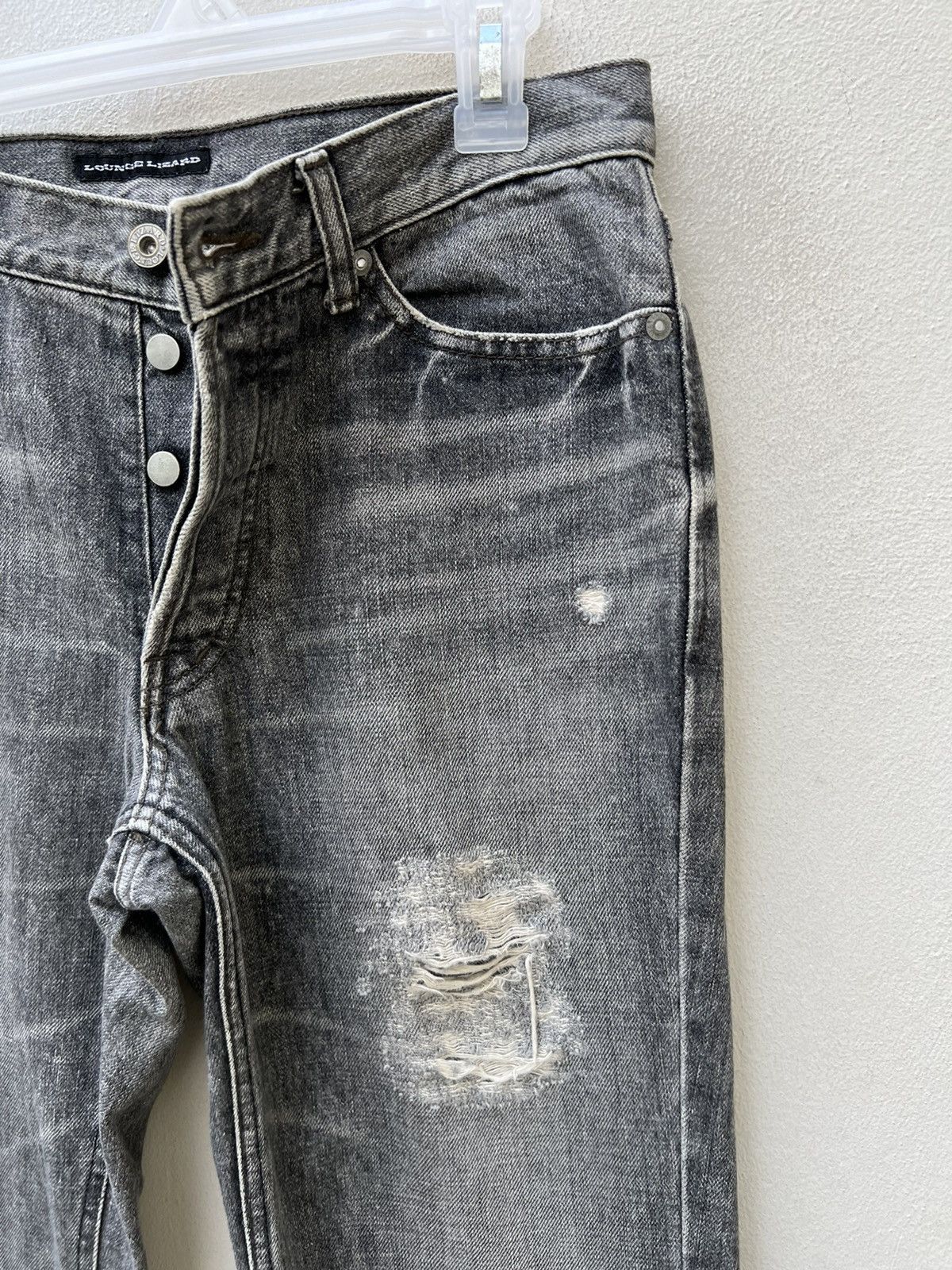 Lounge Lizard Vintage Lounge Lizard Distress Fade Black Denim Jeans Size US 31 - 12 Thumbnail