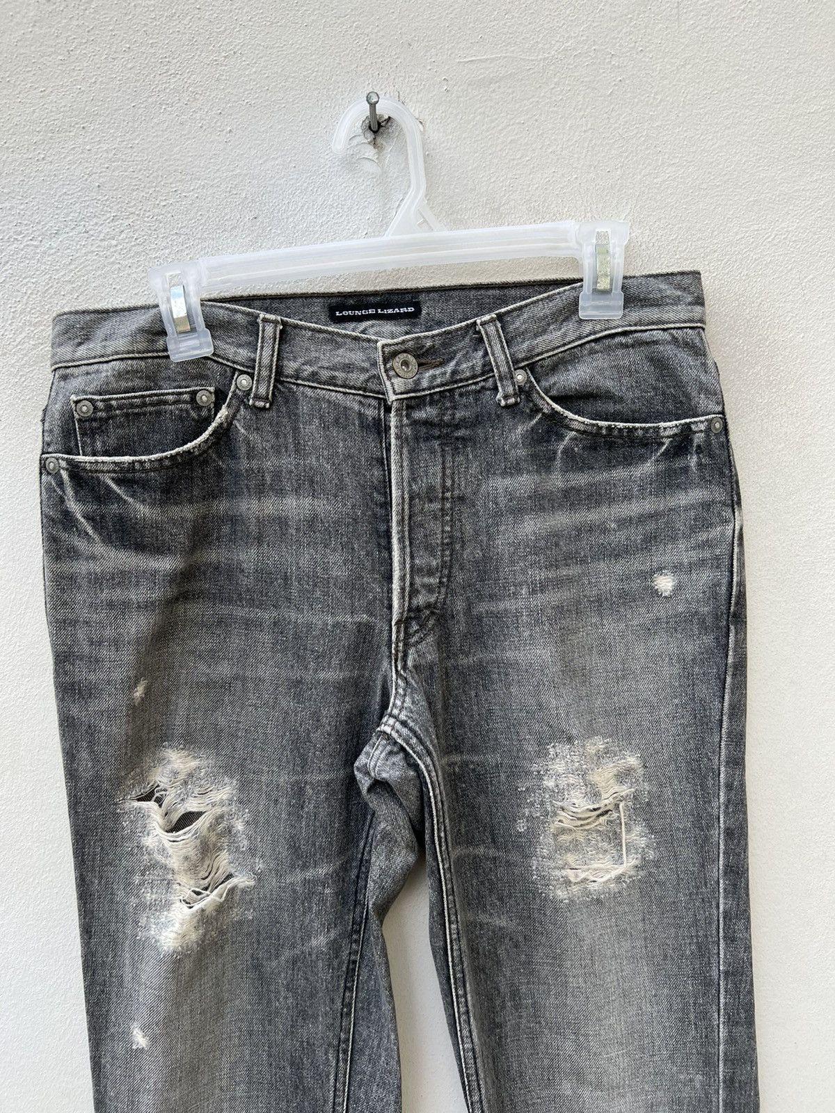 Lounge Lizard Vintage Lounge Lizard Distress Fade Black Denim Jeans Size US 31 - 7 Thumbnail