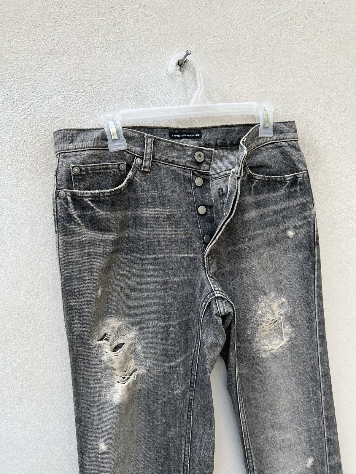 Lounge Lizard Vintage Lounge Lizard Distress Fade Black Denim Jeans Size US 31 - 9 Thumbnail