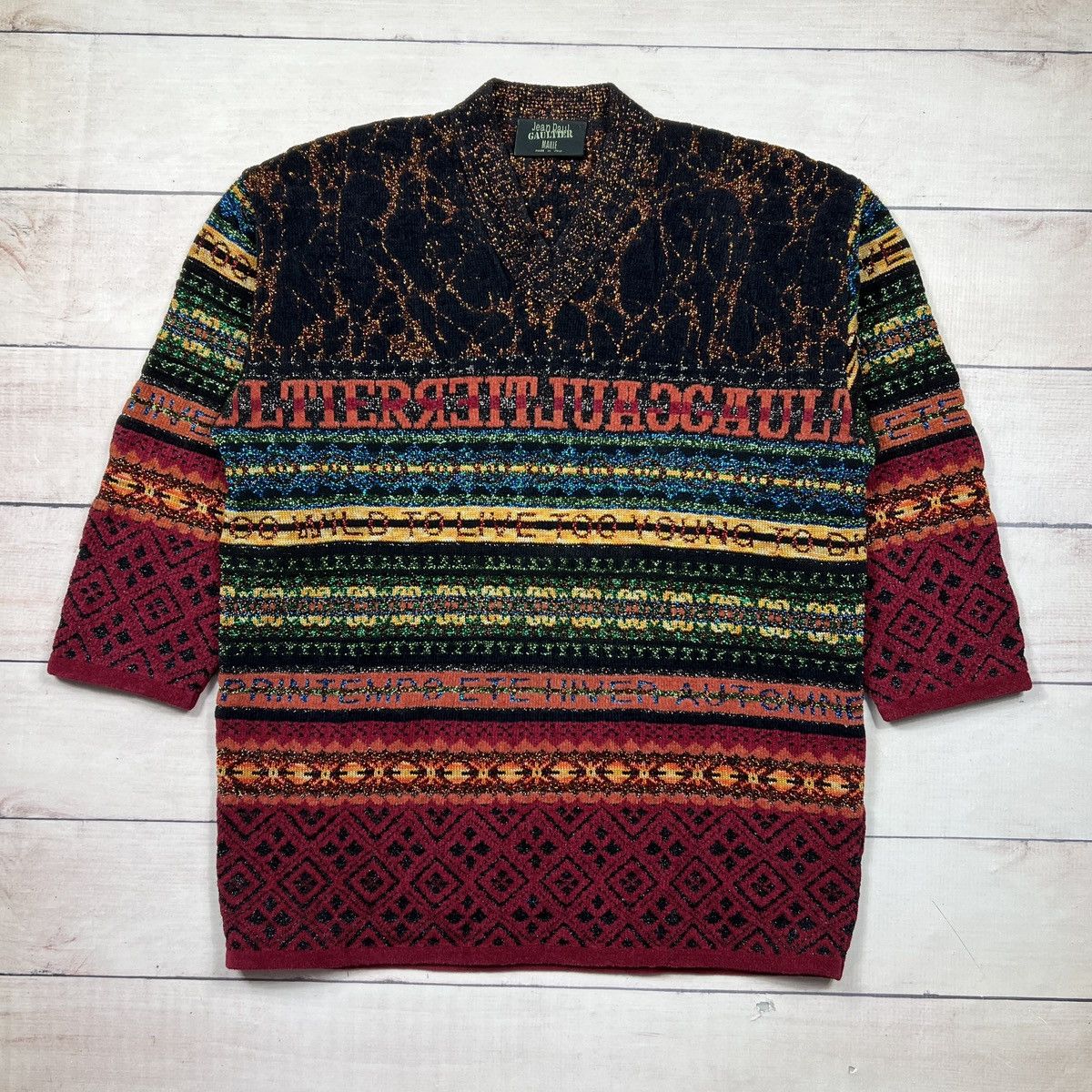 Jean Paul Gaultier Jena Paul Gaultier Maille Glitter Spellout Sweater Knitwear Size M / US 6-8 / IT 42-44 - 1 Thumbnail