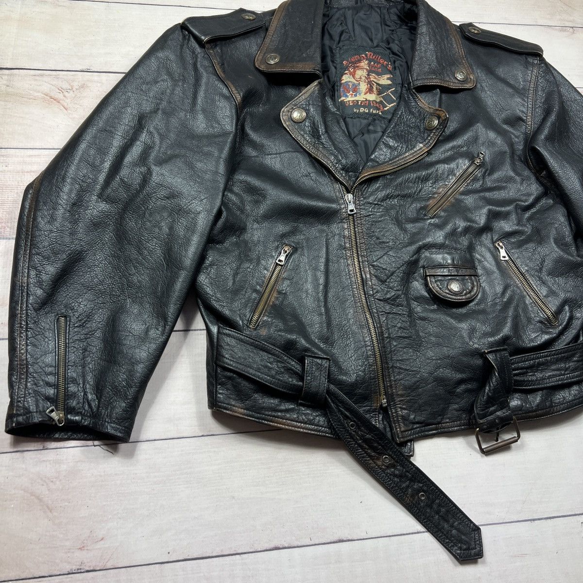 Vintage Vintage Leather Jacket Brown Biker Motor Ramones Size US XL / EU 56 / 4 - 2 Thumbnail