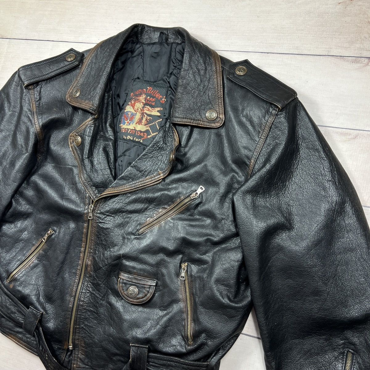 Vintage Vintage Leather Jacket Brown Biker Motor Ramones Size US XL / EU 56 / 4 - 3 Thumbnail