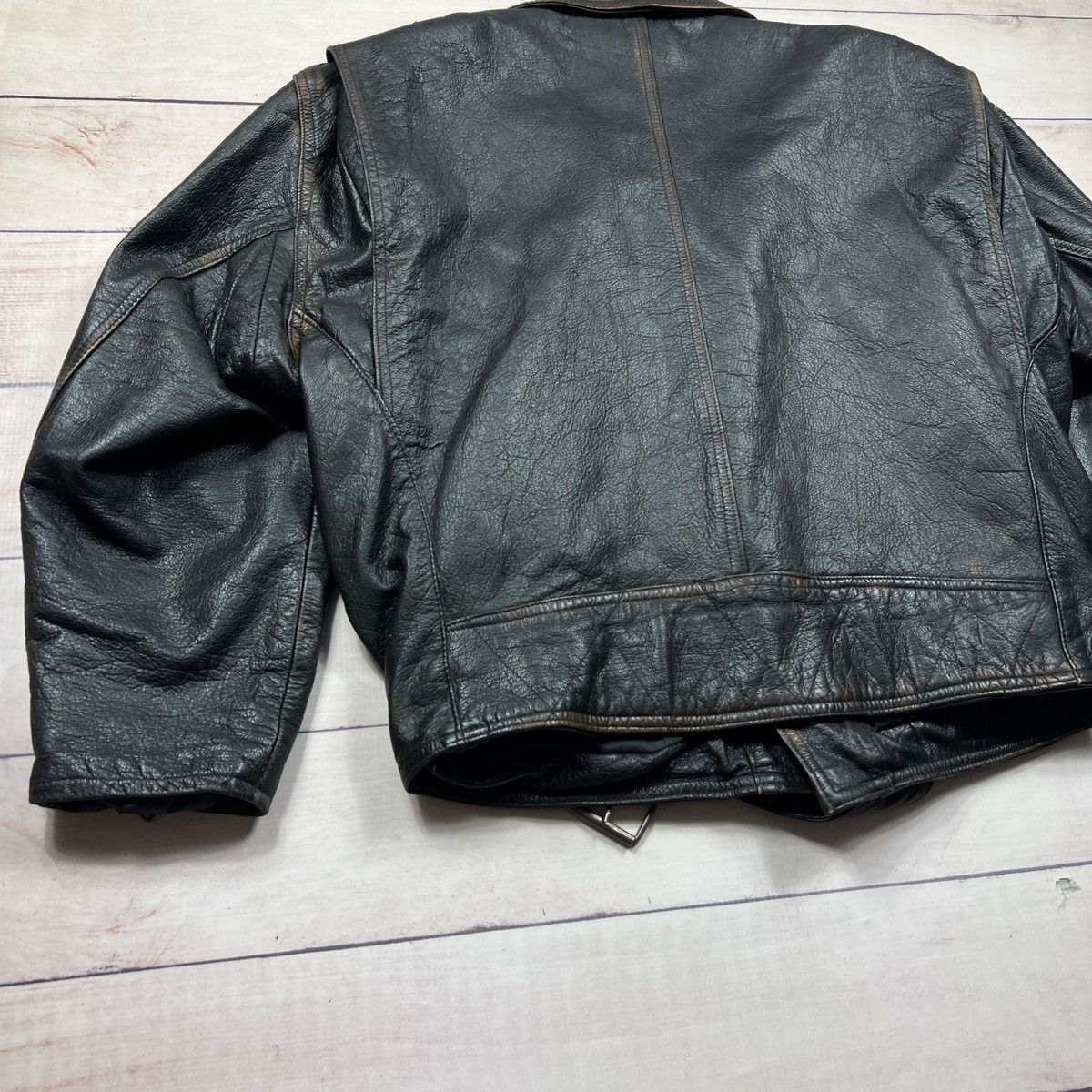 Vintage Vintage Leather Jacket Brown Biker Motor Ramones Size US XL / EU 56 / 4 - 9 Thumbnail