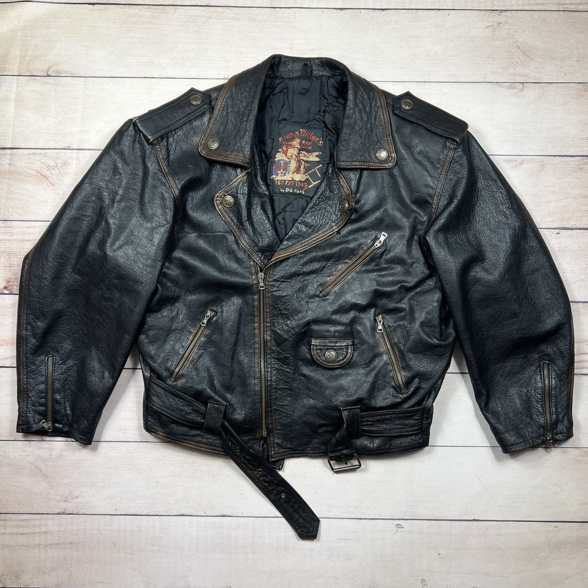 Vintage Vintage Leather Jacket Brown Biker Motor Ramones Size US XL / EU 56 / 4 - 1 Thumbnail