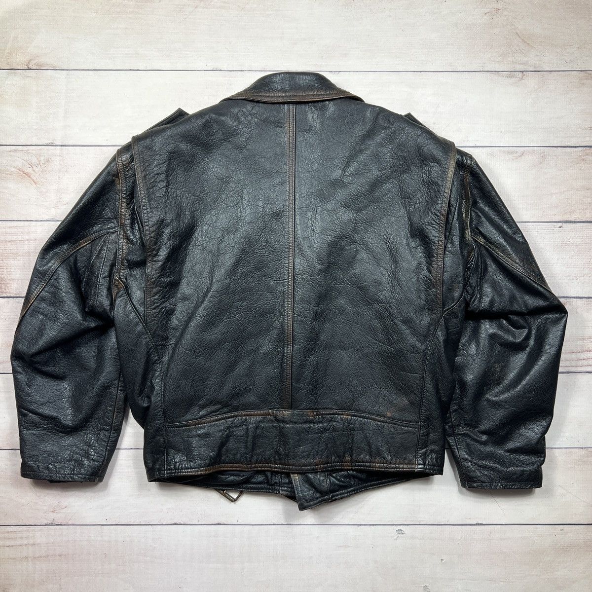 Vintage Vintage Leather Jacket Brown Biker Motor Ramones Size US XL / EU 56 / 4 - 8 Thumbnail