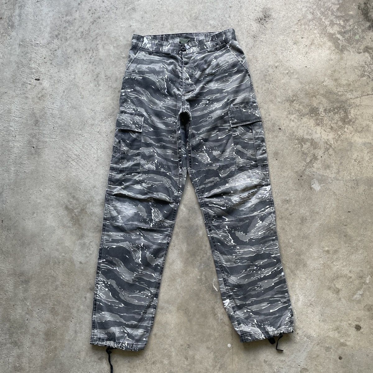 Vintage Camo Faded Double Knee Multipocet Cargo Combat Pants