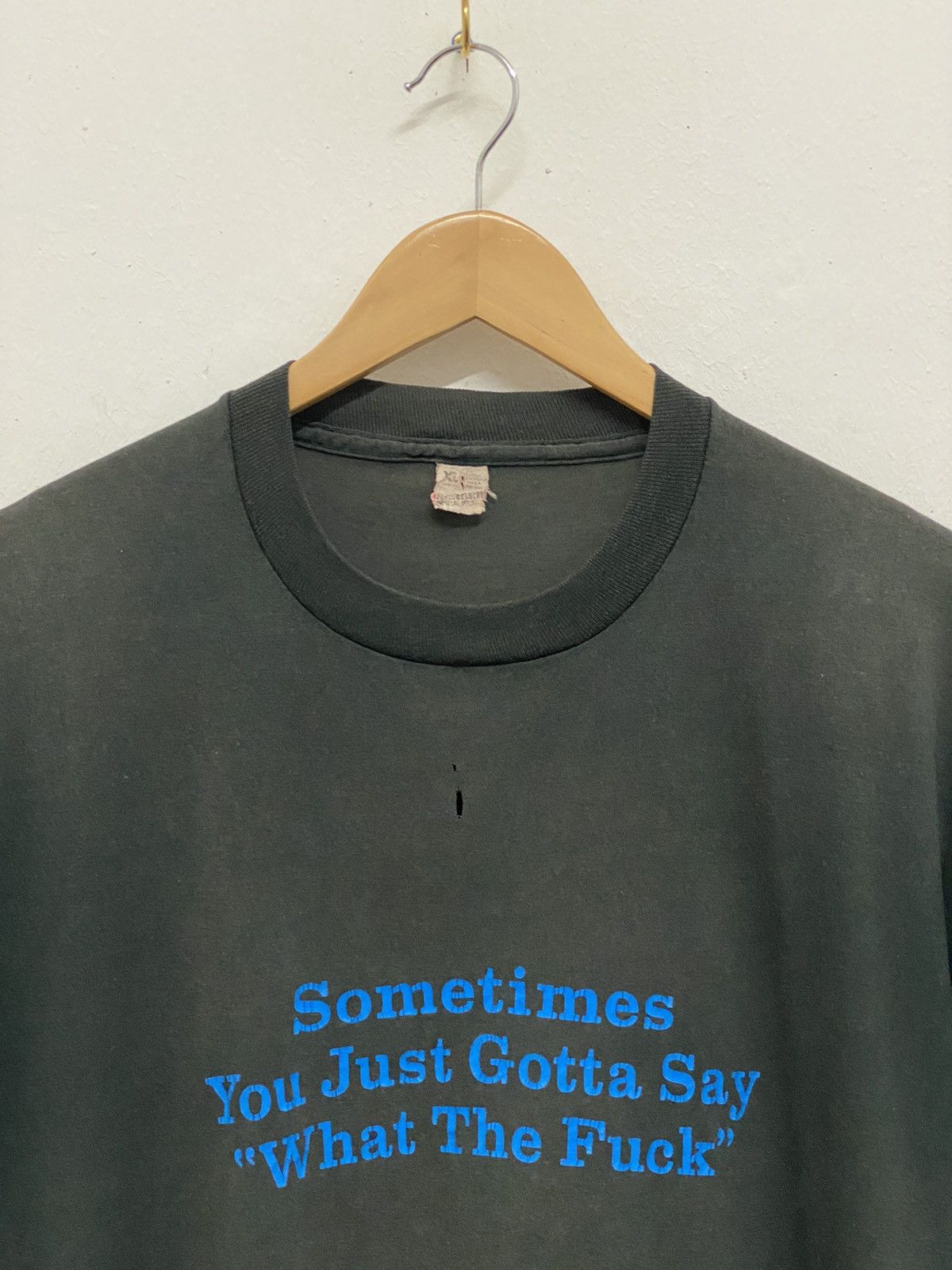 Vintage 80s Vintage Distressed WTF “what the fuck” Single Sticth tee Size US XL / EU 56 / 4 - 1 Thumbnail