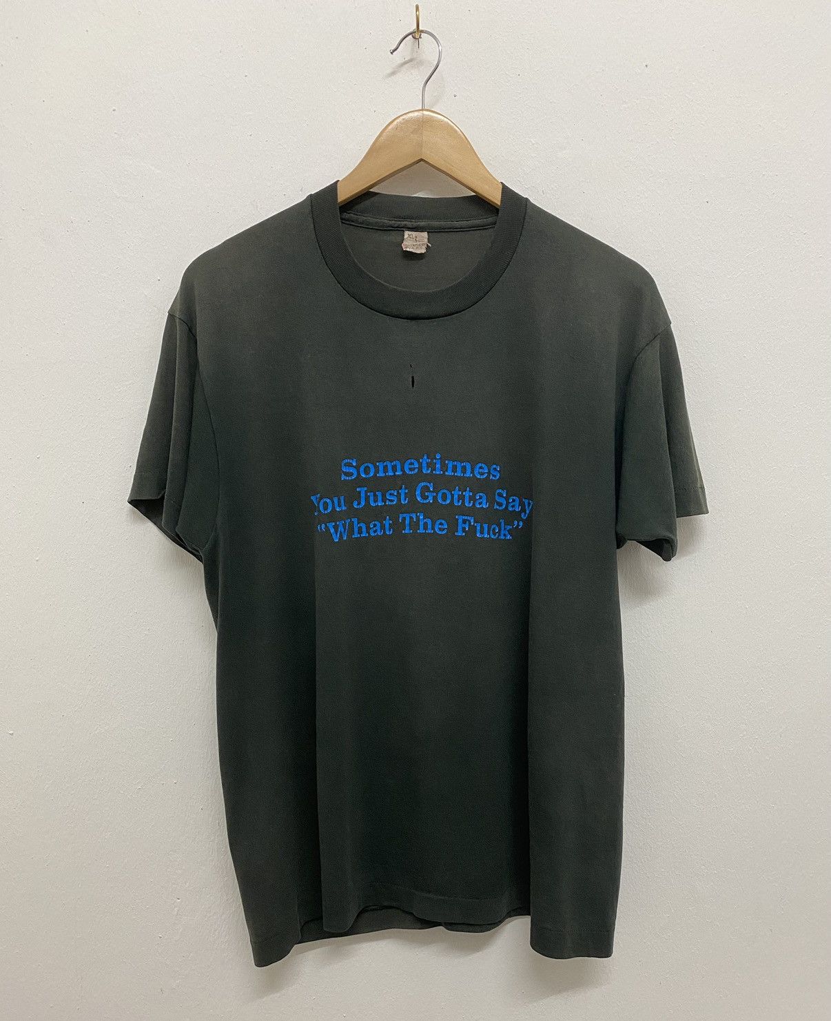 Vintage 80s Vintage Distressed WTF “what the fuck” Single Sticth tee Size US XL / EU 56 / 4 - 2 Thumbnail