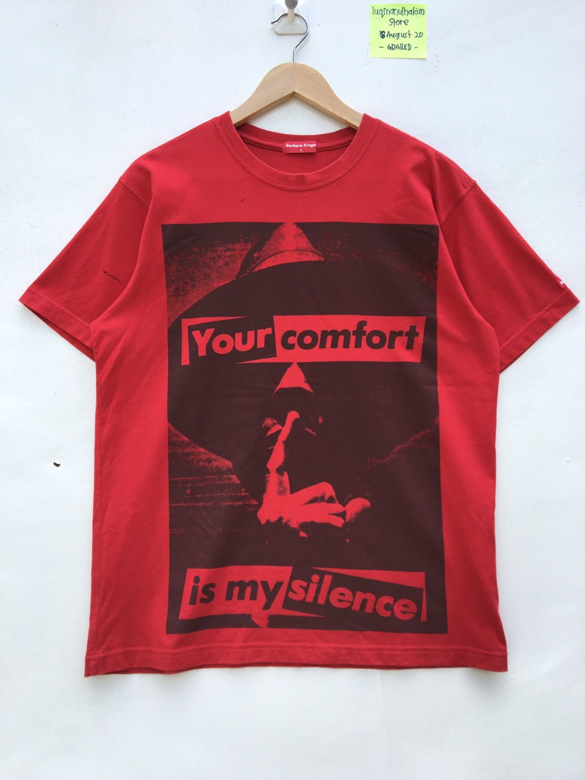 Barbara Kruger Barbara Kruger ‘Your comforts is my silence’ Red Tshirt Size US L / EU 52-54 / 3 - 1 Thumbnail