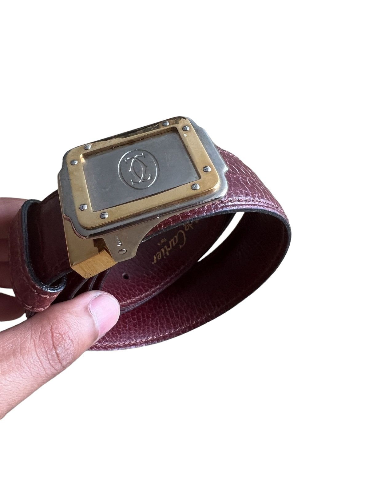 Cartier GRAIL🔥Cartier Paris Gold Pleated Buckle Lamb Leather Belt Size ONE SIZE - 4 Thumbnail