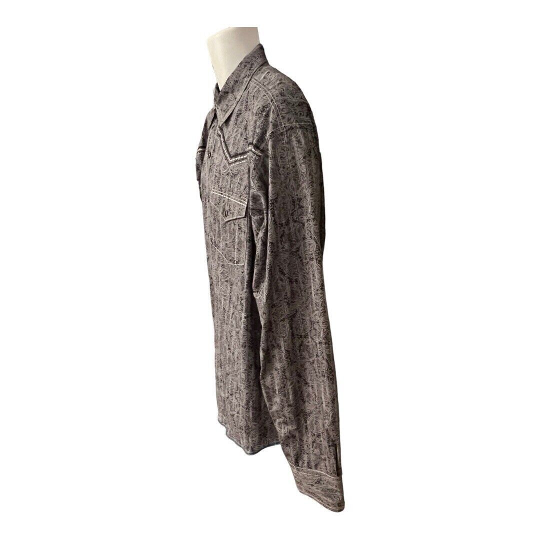 Japanese Brand × Vintage × Wrangler Rock 47 Cowboy Western Shirt Mens XL~Black/Gray Paisley Embr Size US XL / EU 56 / 4 - 3 Thumbnail