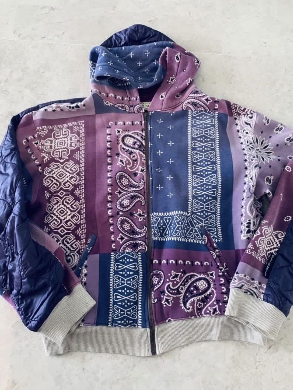 image of Kapital Bandana Bivouac Hoodie in Purple, Men's (Size XL)