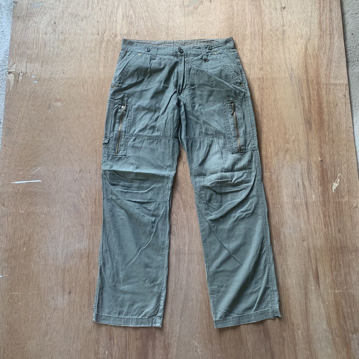 image of Stealsjapanese Vintage Utility Trousers Suspenders in Army Green, Men's (Size 31)