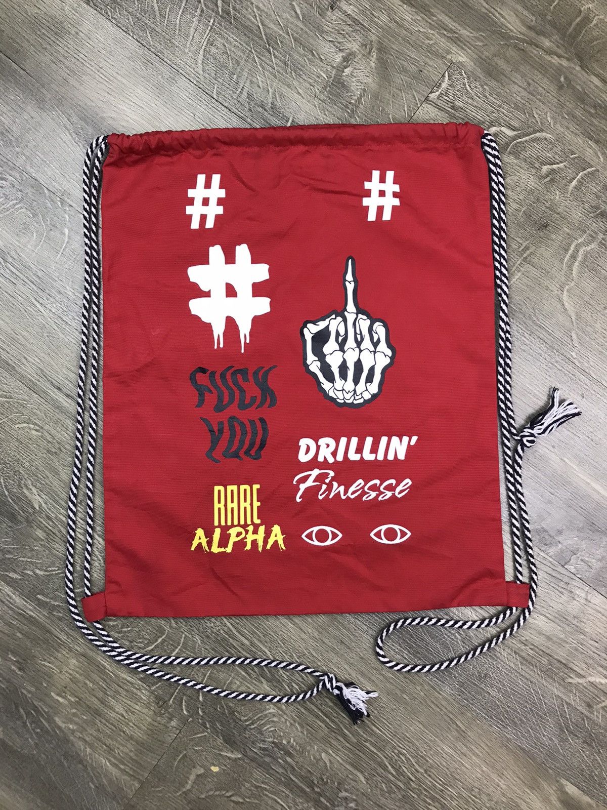Japanese Brand × Vintage 🖕FUCK YOU RARE ALPHA DRILLIN’ FINESSE DRAWSTRING BAG Size ONE SIZE - 1 Thumbnail