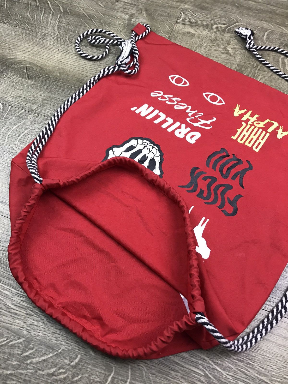Japanese Brand × Vintage 🖕FUCK YOU RARE ALPHA DRILLIN’ FINESSE DRAWSTRING BAG Size ONE SIZE - 5 Thumbnail