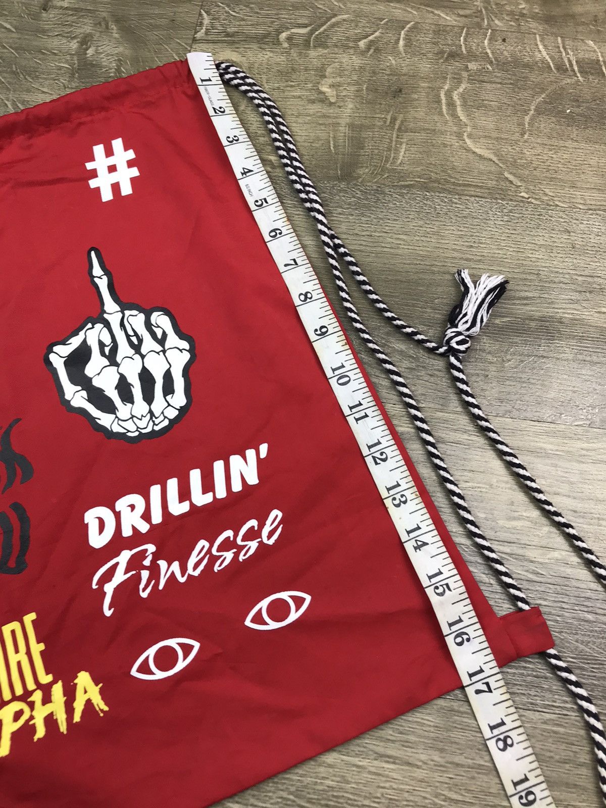 Japanese Brand × Vintage 🖕FUCK YOU RARE ALPHA DRILLIN’ FINESSE DRAWSTRING BAG Size ONE SIZE - 9 Thumbnail