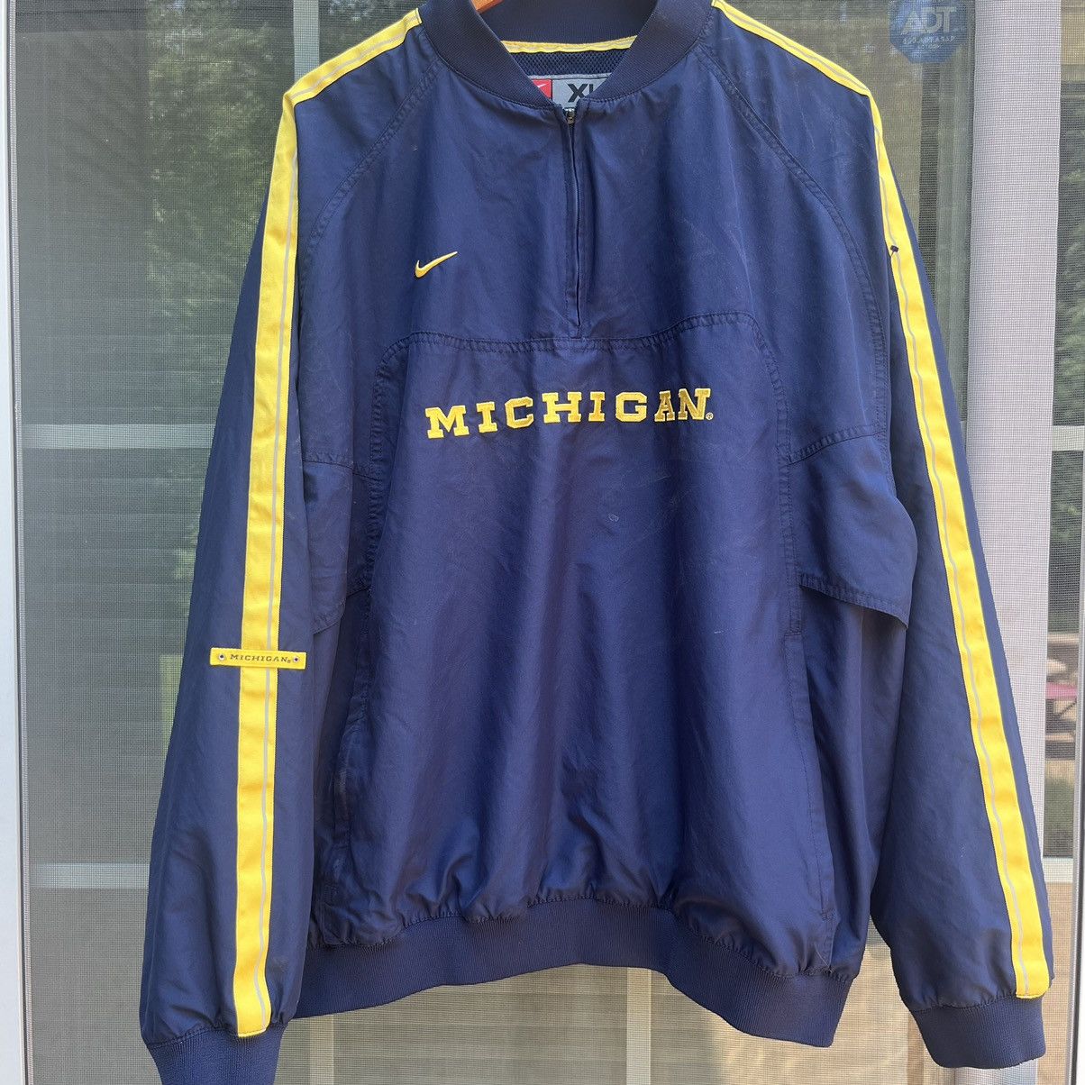 Nike × Vintage Vintage University of Michigan Quarter Zip Windbreaker Size US L / EU 52-54 / 3 - 1 Thumbnail